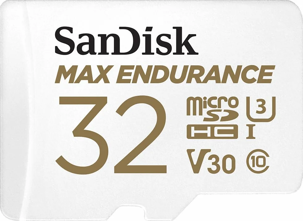 SanDisk MAX Endurance Video Monitoring for Dashcams & Home Monitoring 32 GB microSDHC Memory Card + SD Adaptor 15,000 Hours Endurance, White