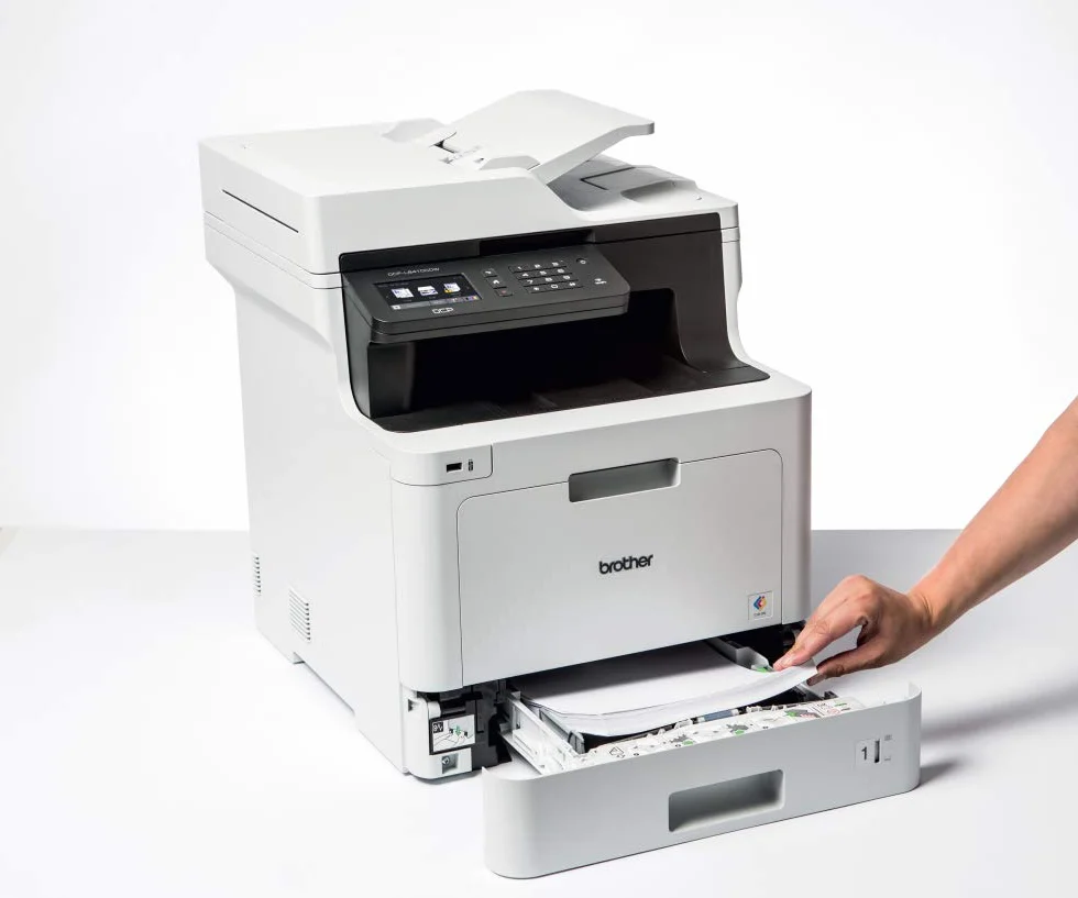 Brother DCP-L8410CDW -Impresora multifunción láser Color Profesional 3 en 1 (impresión, Copia y escaneado, Alta Velocidad, WiFi, impresión a Doble Cara, LCD), Blanco