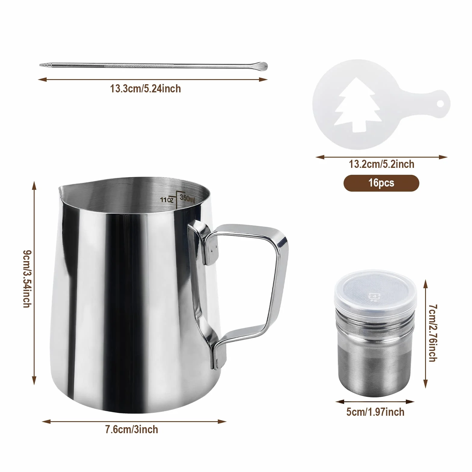 Jarra acero inoxidable 350 ml Barista Espumador Leche Café capuchino