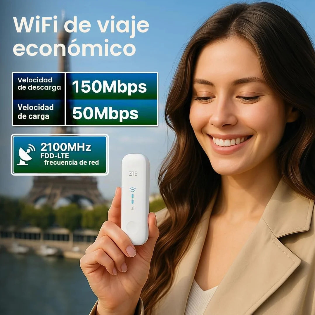 ZTE MF79N, módem USB Wi-Fi Desbloqueado, Punto de Acceso Wi-Fi de Viaje de bajo Costo a 10 Dispositivos, Puertos de Antena Externa + 2 años de garantía (Blanco)