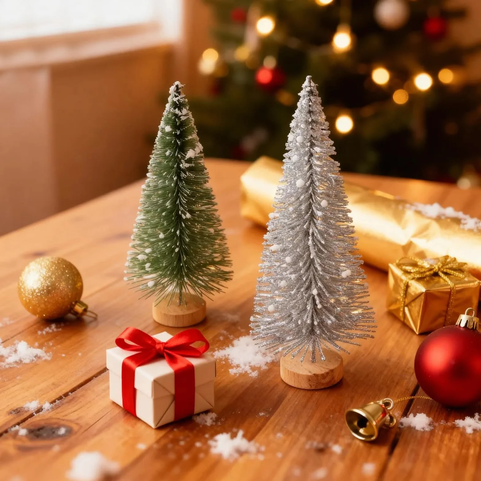 Mini Árbol de Navidad Abeto Decoración Navideña 20 Piezas para Ventana Tienda DIY