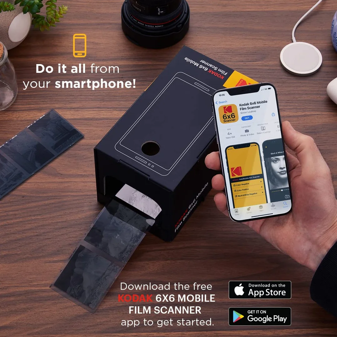 KODAK 6x6 Escáner de película móvil, convierta y Guarde Diapositivas y Negativos de 6x6 [formatos de película 120 y 220] en su teléfono Inteligente