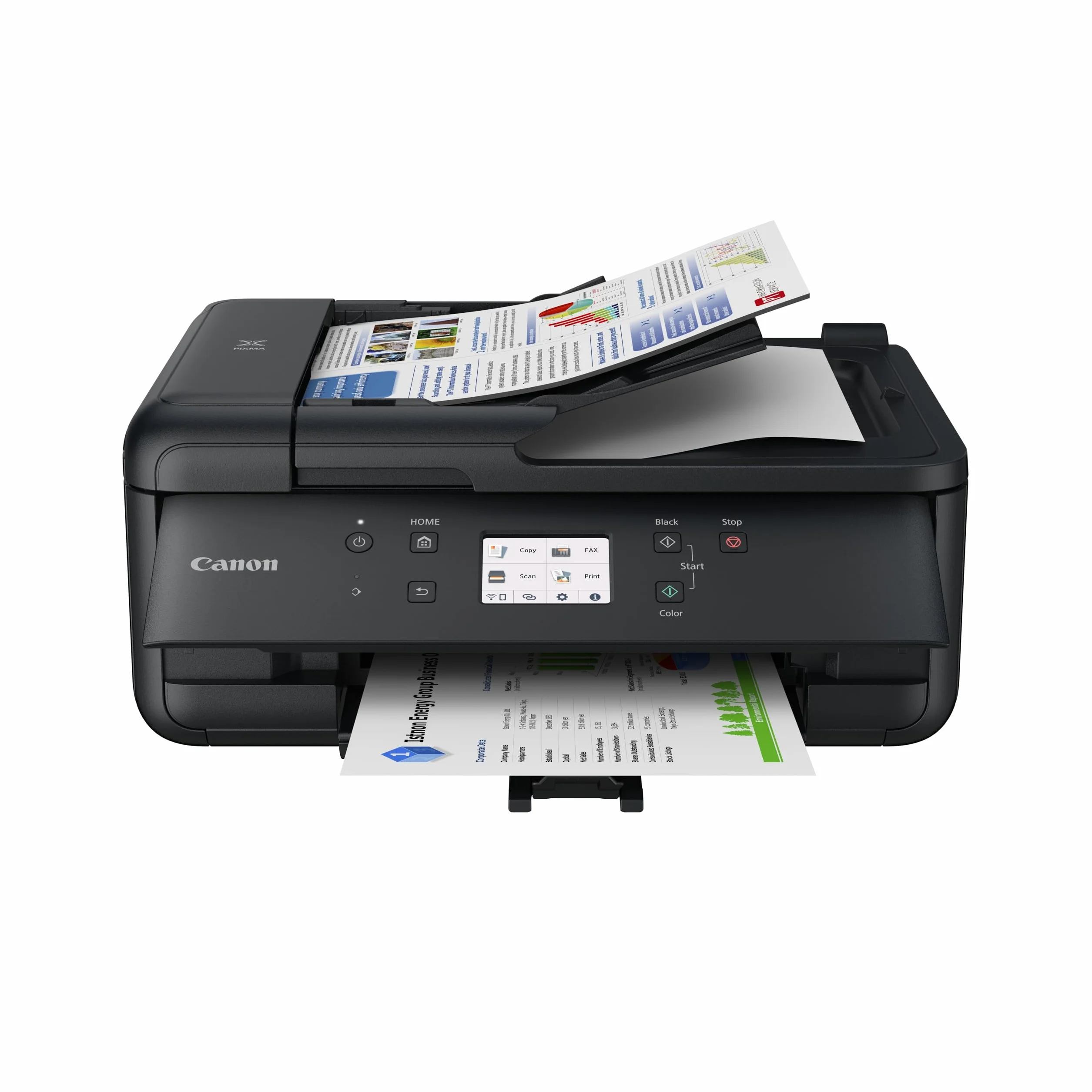 Canon Pixma TR7650 Impresora Multifunción 4 en 1, Sistema de Inyección de Tinta, Copiar, Imprimir, Escanear, Fax, WiFi, 5 Cartuchos de Tinta Independientes, ADF 20 Hojas, Pantalla Táctil, A4, Negro
