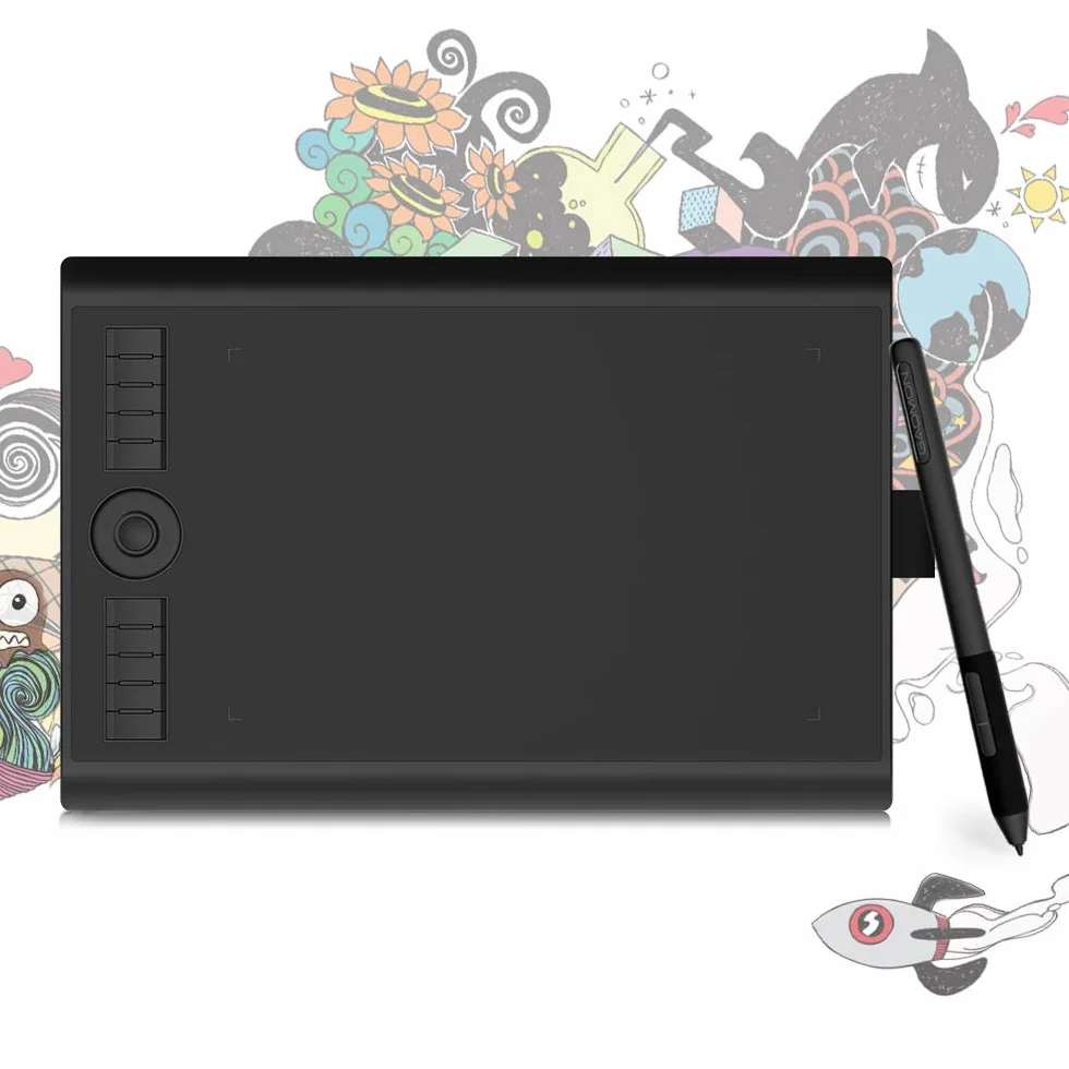 Tableta de dibujo GAOMON M10K PRO de 10 x 6.25 pulgadas, tableta gráfica grande, tableta de arte digital compatible con función de inclinación y radial con 10 teclas de acceso directo, lápiz