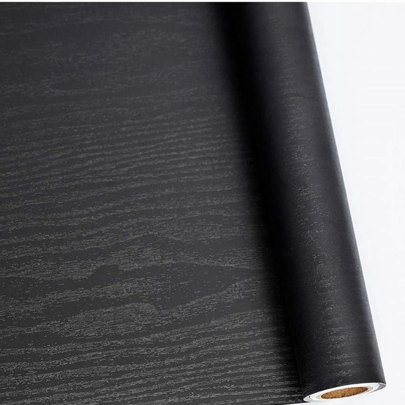 Abyssaly Vinilo Adhesivo Muebles Madera, Negro Mate Efecto, Impermeable, 30cm x 200cm