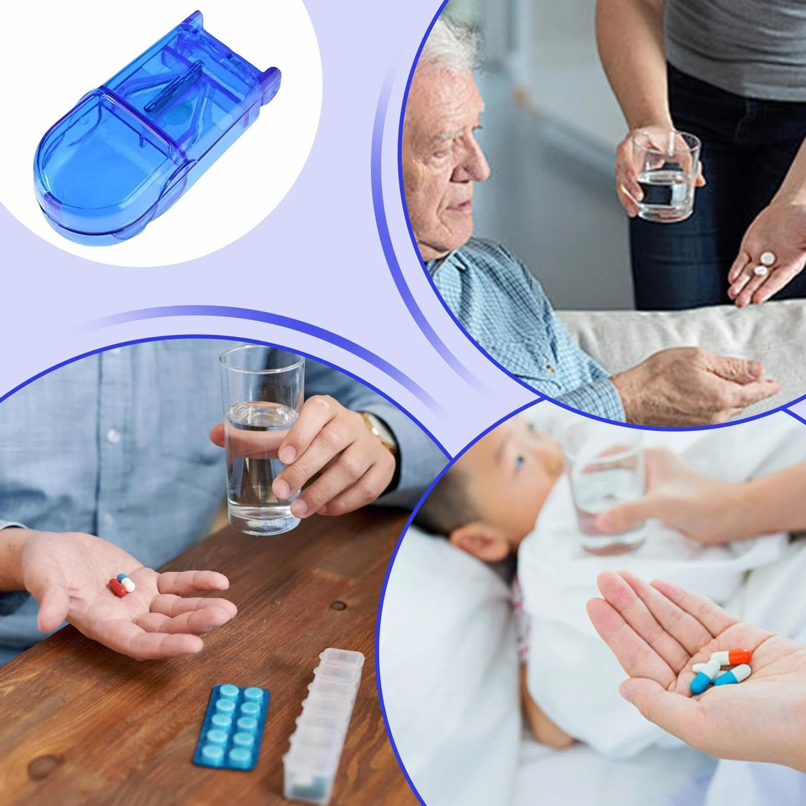 Cortador De Pastillas 2 En 1 con Almacenamiento, Divisor Portátil para Medicamentos