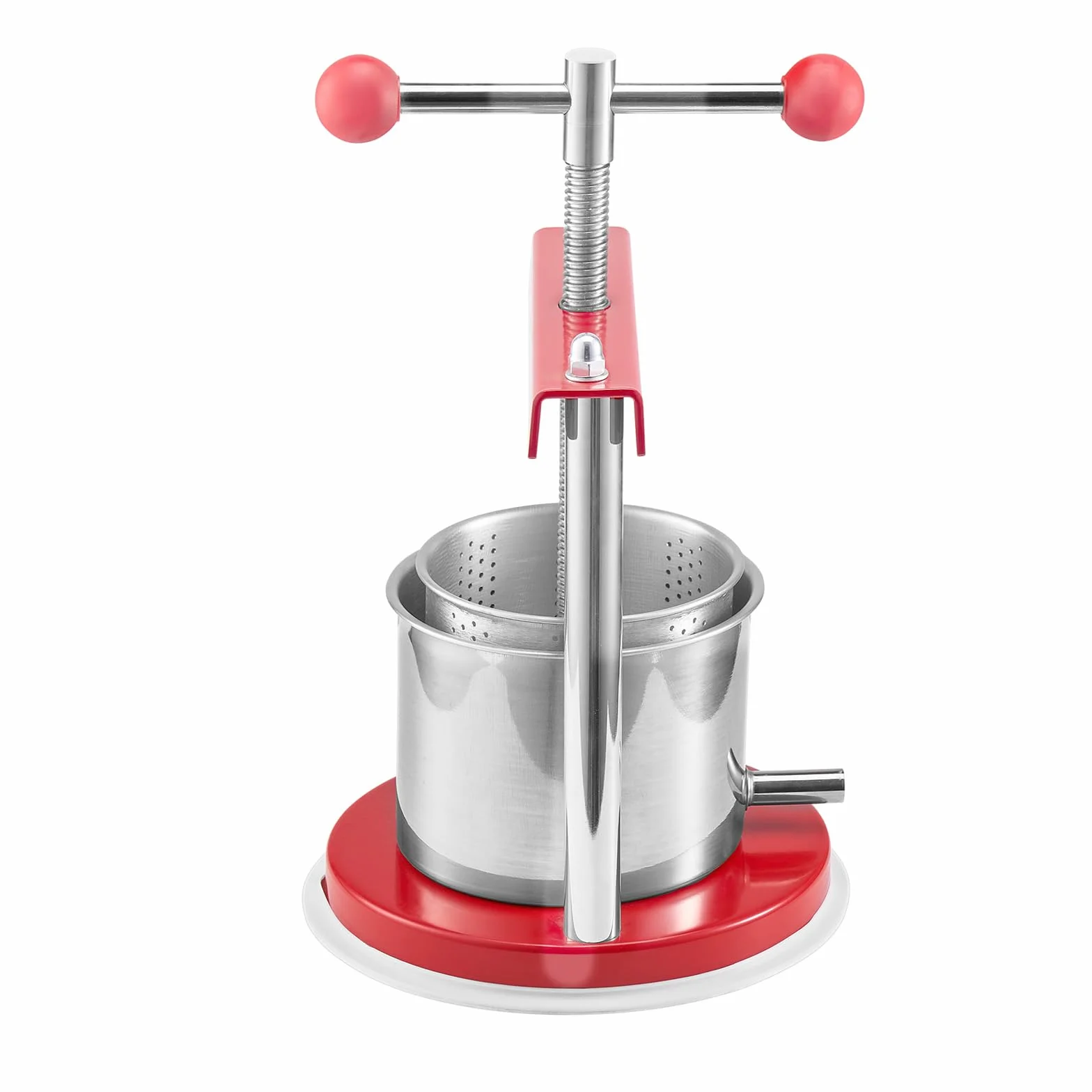 VEVOR Prensa de Vino de Frutas 1,65 L, 2 Barriles de Acero Inoxidable, 220 x 497 mm