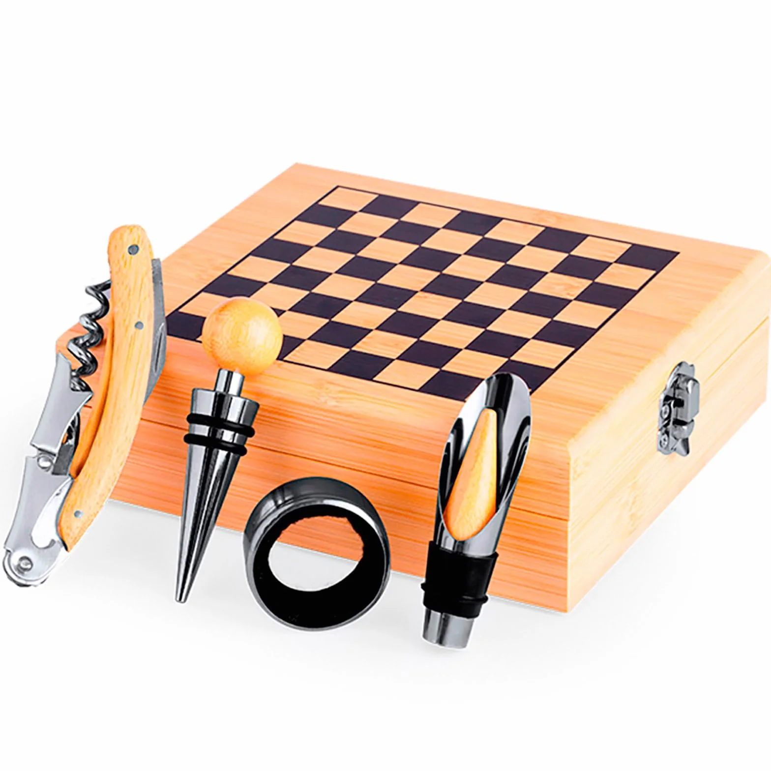 Set de ajedrez y vino con accesorios, regalo original para hombres y mujeres