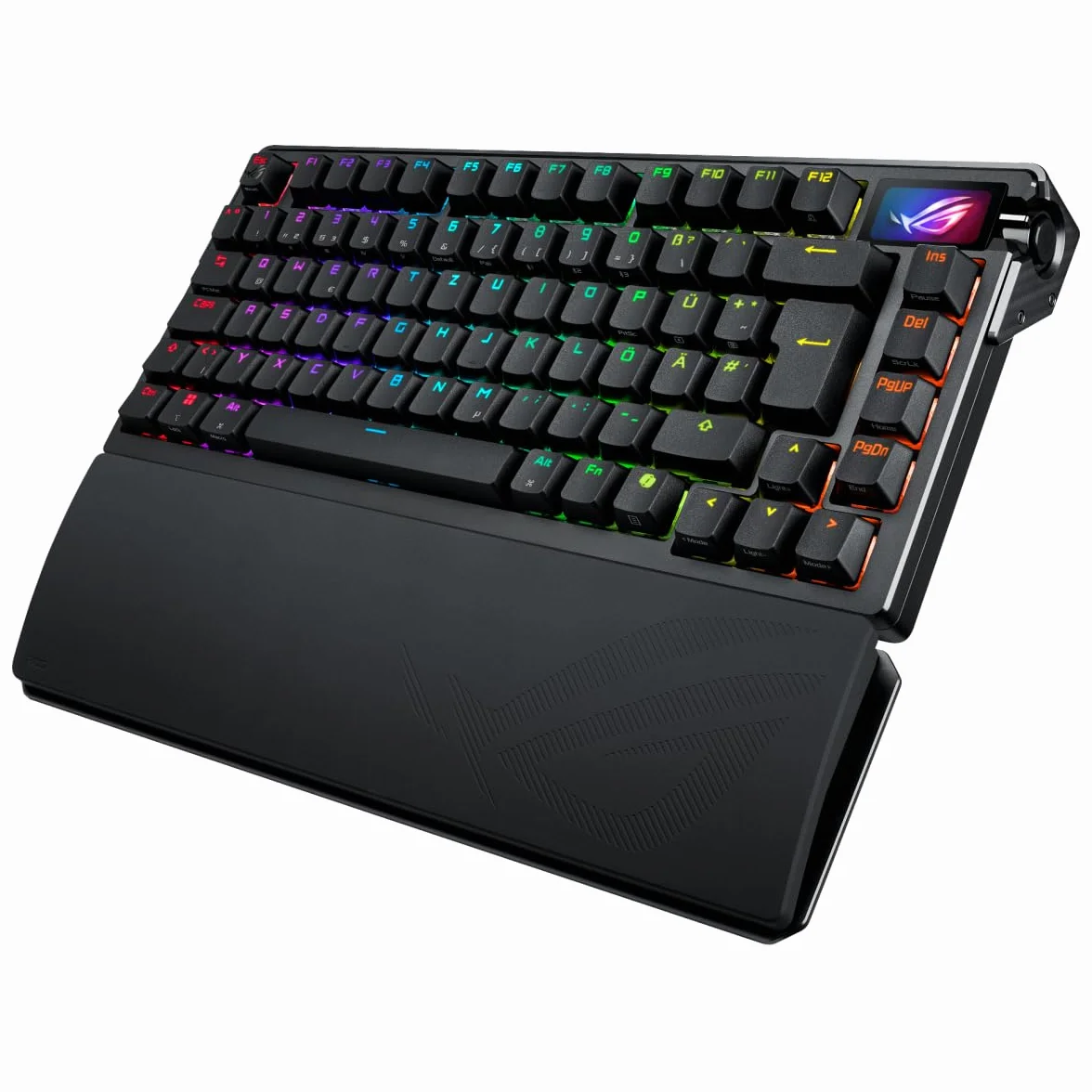 ASUS ROG Azoth Extreme 75% Teclado para Juegos (disposición QWERTZ, interruptores mecánicos ROG NX, Pantalla táctil OLED, Triple botón de Control, inalámbrico a través de Bluetooth, 2.4 GHz RF