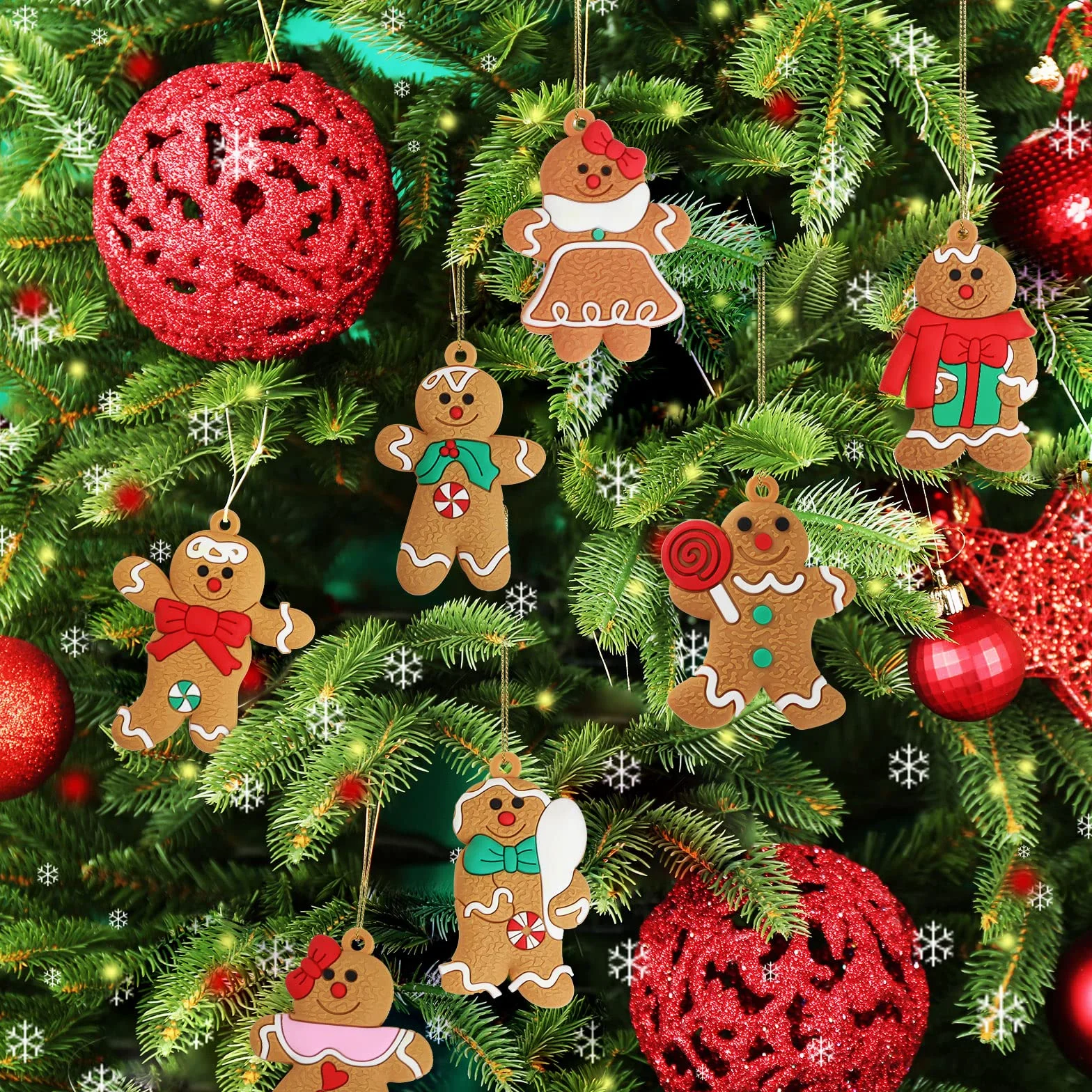 Adornos Árbol Navidad Hombre Jengibre 12 Piezas Decoración Navideñas 2025 2026