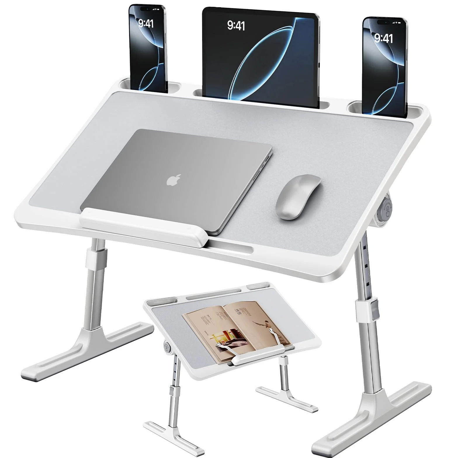 Mesa de cama plegable para ordenador portátil, altura ajustable, para cama, mesa de tablet, soporte para ordenador portátil, compatible con portátiles de 17 pulgadas, para sofá, bandeja