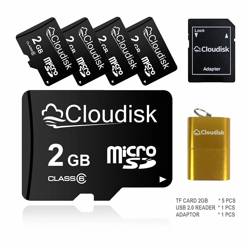5X Tarjeta Micro SD de 2GB Tarjeta de Memoria MicroSD de 2 GB Class4, Venta a Granel