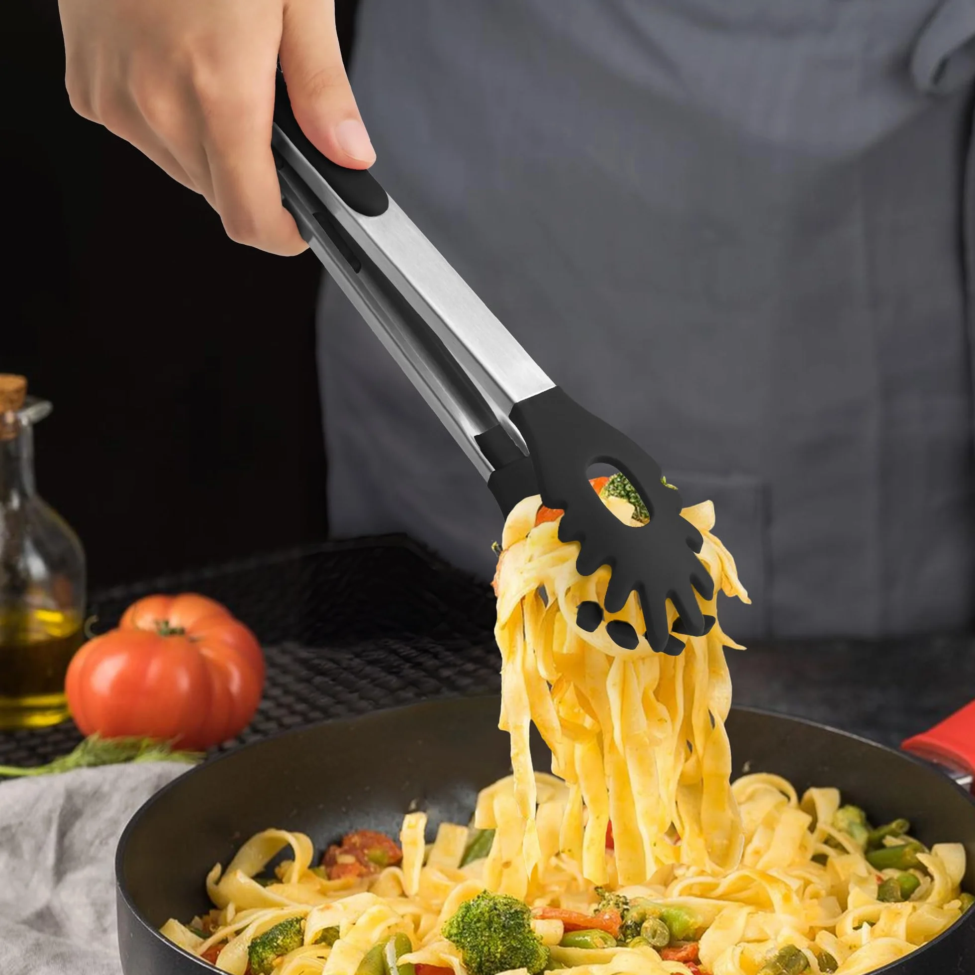 Pinzas de Pasta para Espaguetis de Silicona Resistentes al Calor 9 y 12 Pulgadas