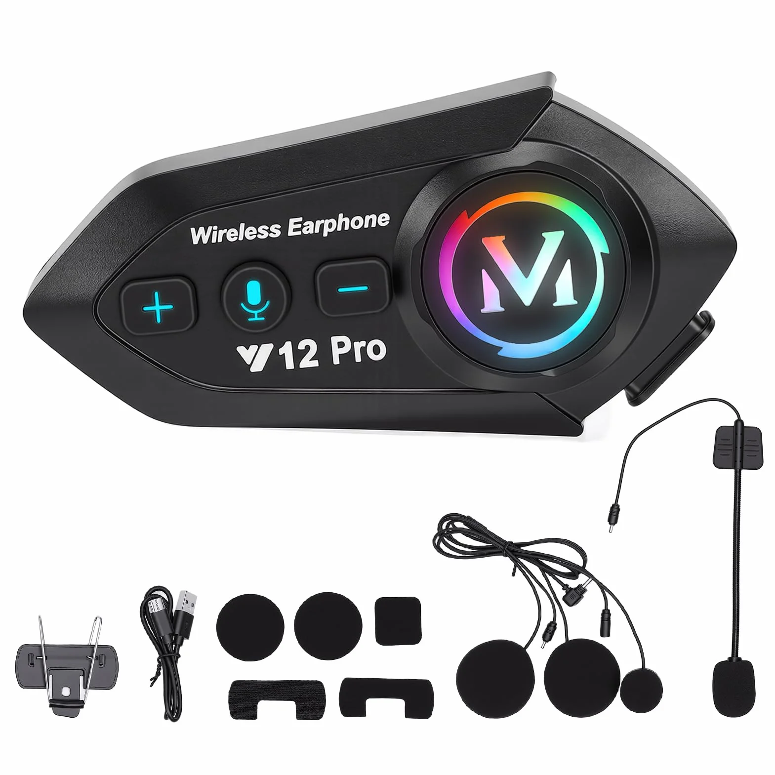 Auriculares para Casco, Altavoz Inalámbrico con Cancelación de Ruido, 20 Horas de Reproducción, Resistente Al Agua IPX6, Ideal para Ciclismo y Senderismo, Comunicación hasta 500 (1 Juego)
