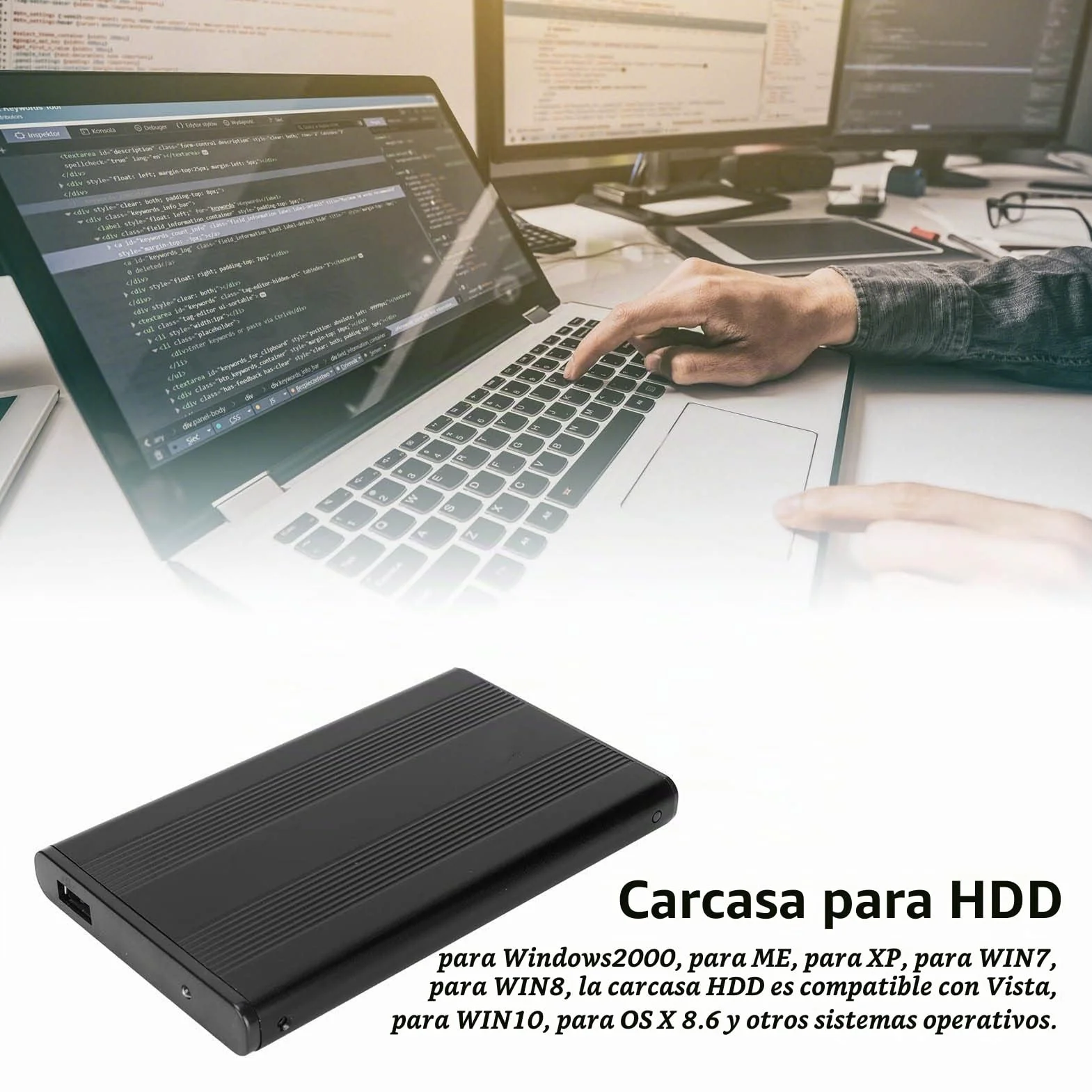 Disco Duro Externo, HDD Cublure 2.5in 5Gbps 2TB Capacidad Caso de Disco Duro Anti Estático con Interfaz USB3.0 Disco Duro Portátil SSD Externo para (Black)