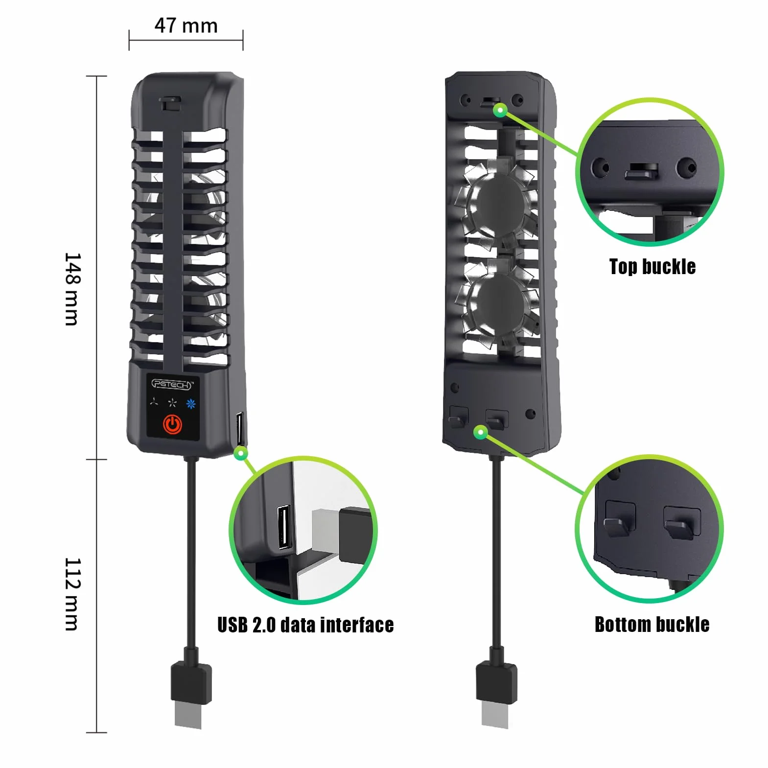 Ventilador PS5 Slim, Ventilador Silencioso Ajustable, Refrigeración PS5 Slim con Luz RGB y Puerto USB, Ventilador Eficiente para PS5 Slim Disc y Edición Digital
