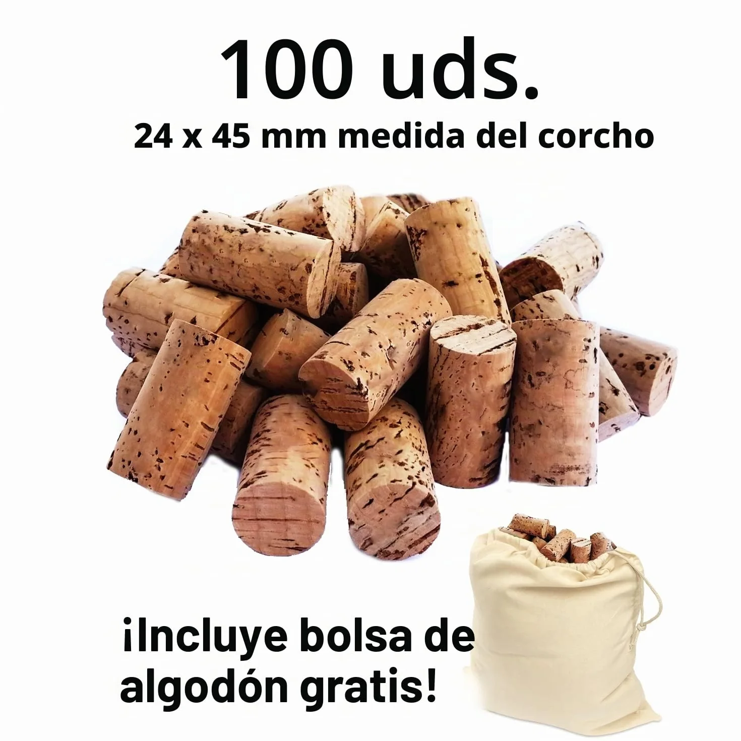 Corchos de Botella 24mmx45mm 100 unidades para Decorar, Artesanía y Manualidades