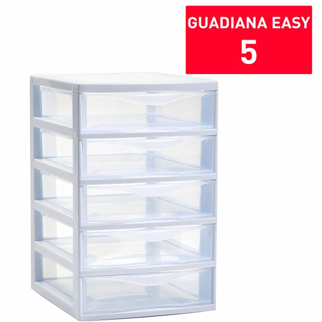 Cajonera de Almacenamiento Guadiana 5 Cajones Torre Multiusos 28 x 18 x 21,5 cm Blanco