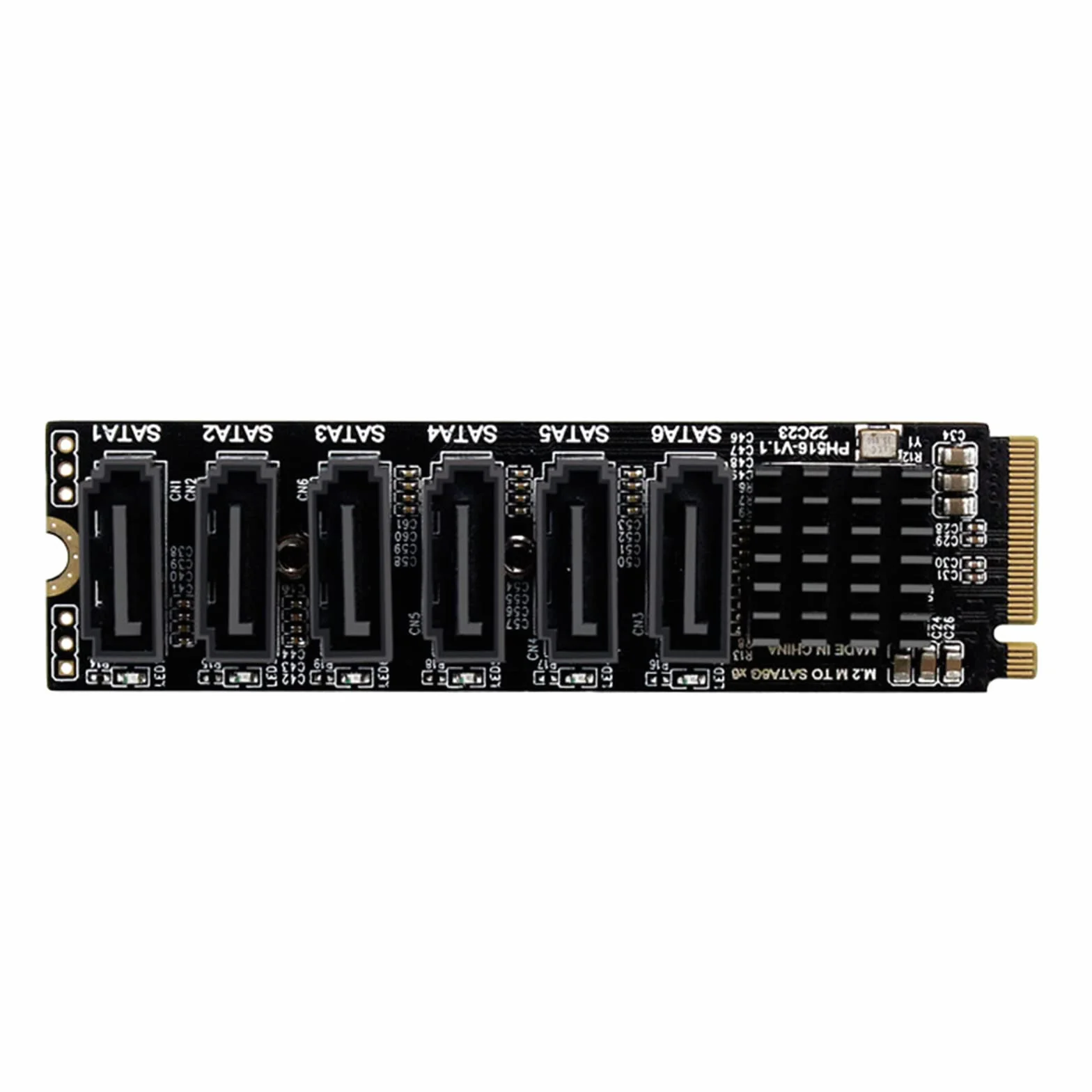 WANGCL Adaptador NVME a SATA M.2 a SATA 6 puertos con soporte de aluminio para disipador Función PM