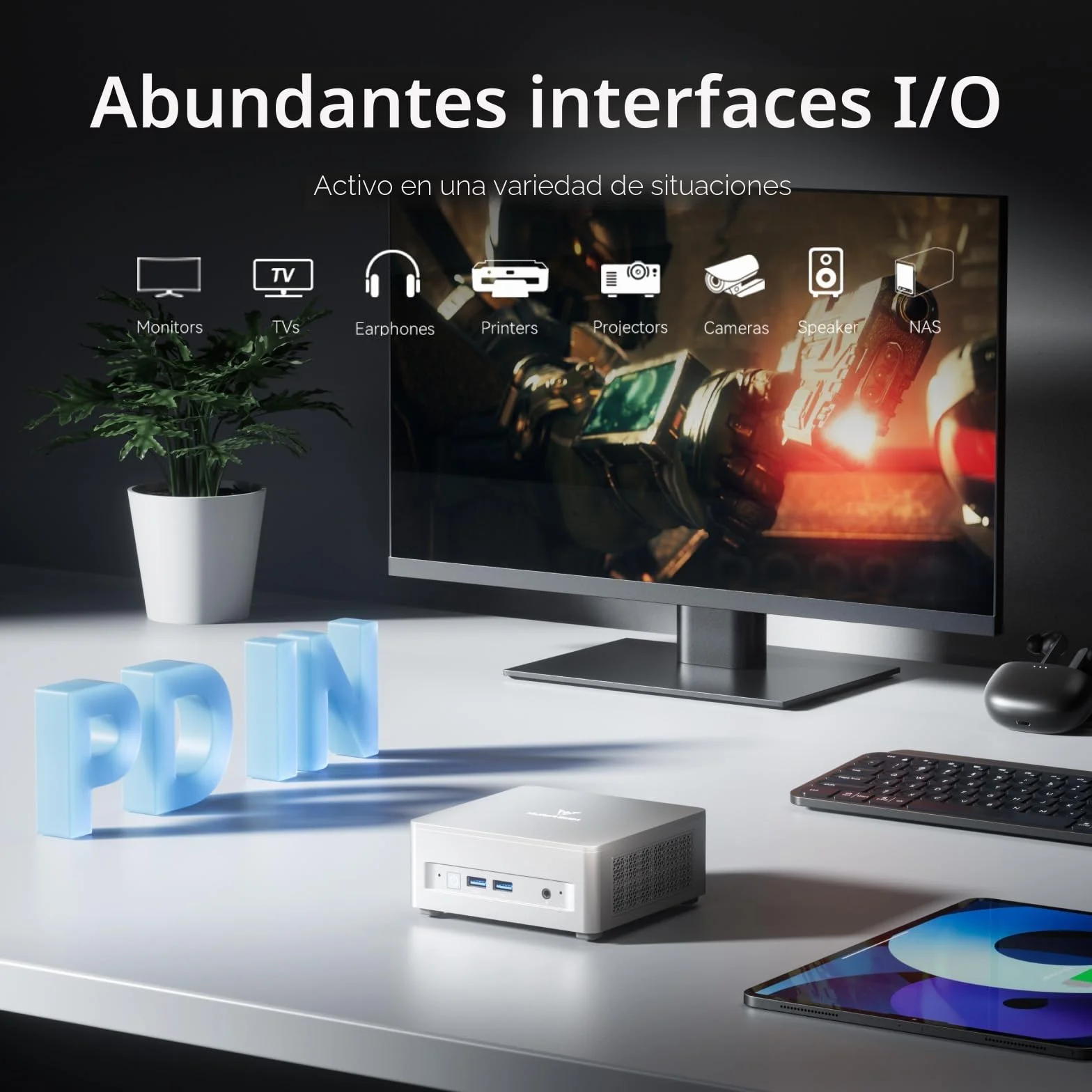 MINISFORUM UM750L Slim Mini PC,AMD Ryzen 5 7545U Mini Computer (6C/12T, hasta 4,9 GHz), 16 GB LPDDR5 y 1 TB SSD PCIe 4.0, DP/HDMI/USB4, 4 x USB Tipo A, 2.5G LAN, WIFI6E/BT5.2