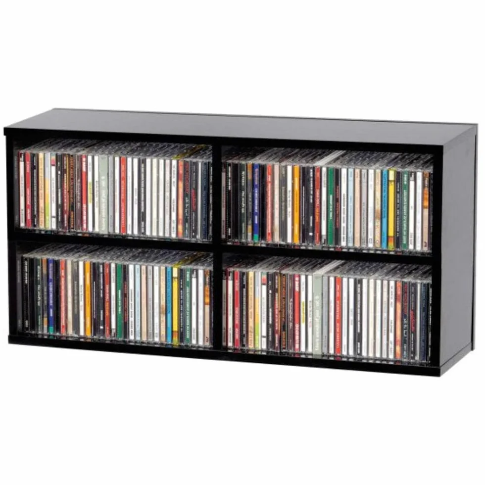 Glorious CD Box 180 de Madera - tiene capacidad para 180 discos compactos, combinables con otras cajas de CD o de discos, Negro