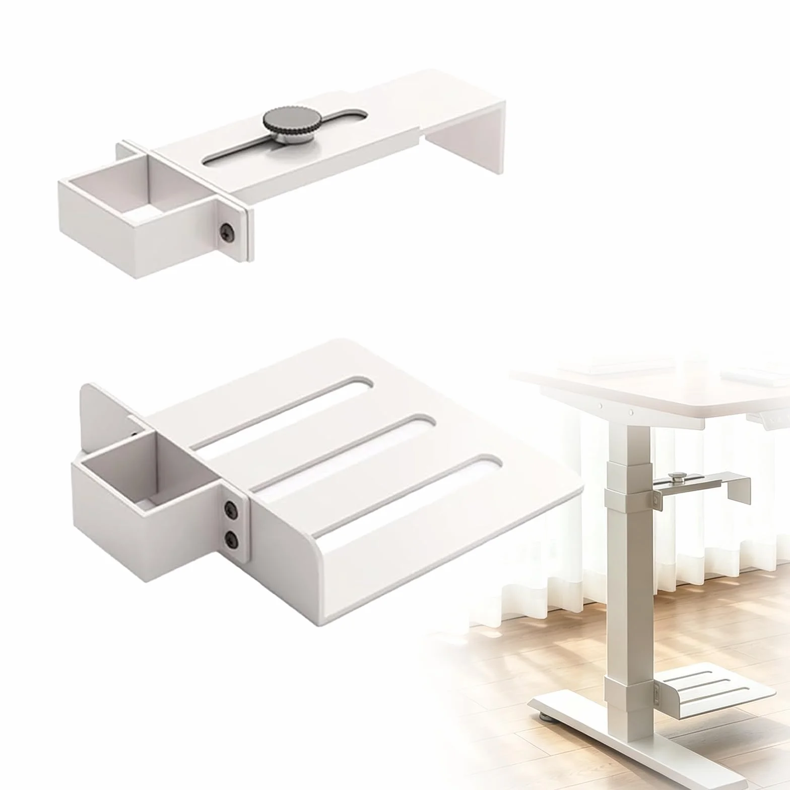 Soporte para PC debajo del escritorio, soporte de PC para escritorio sin taladrar, capacidad de carga de 18 kg, ajustable en altura y anchura, soporte de ordenador para mesas altas