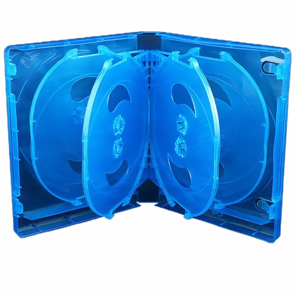 Caja de almacenamiento para CD, paquete de 10 unidades, de plástico, de doble cara, para coche, funda gruesa para DVD, fácil de instalar, fácil de usar, color azul