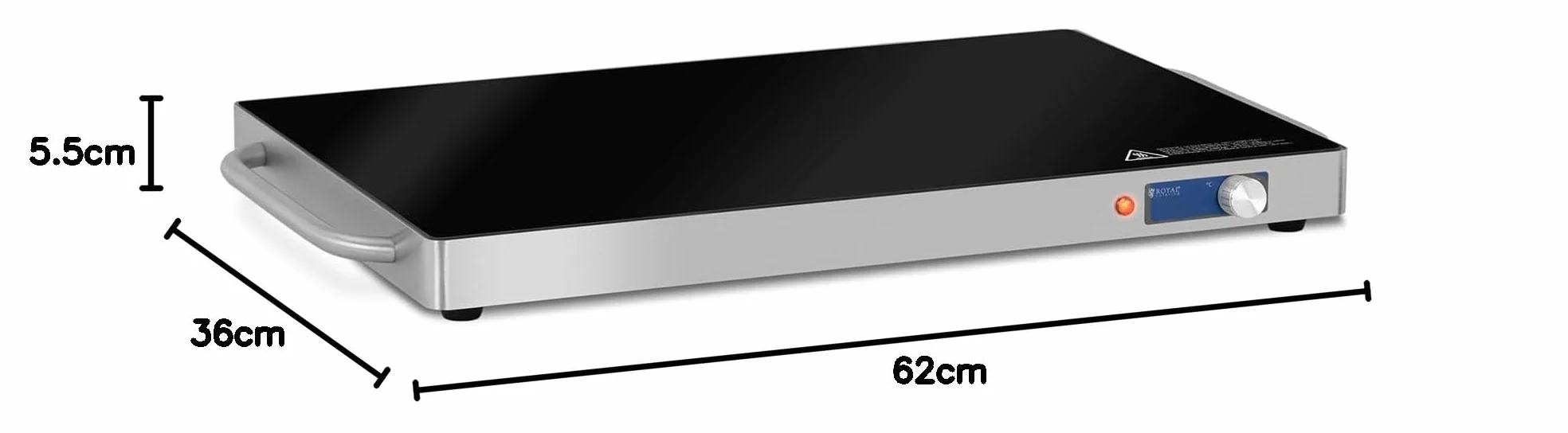 Royal Catering Placa Calentadora RCIC-230W 240W Acero Inoxidable 62 x 35 cm