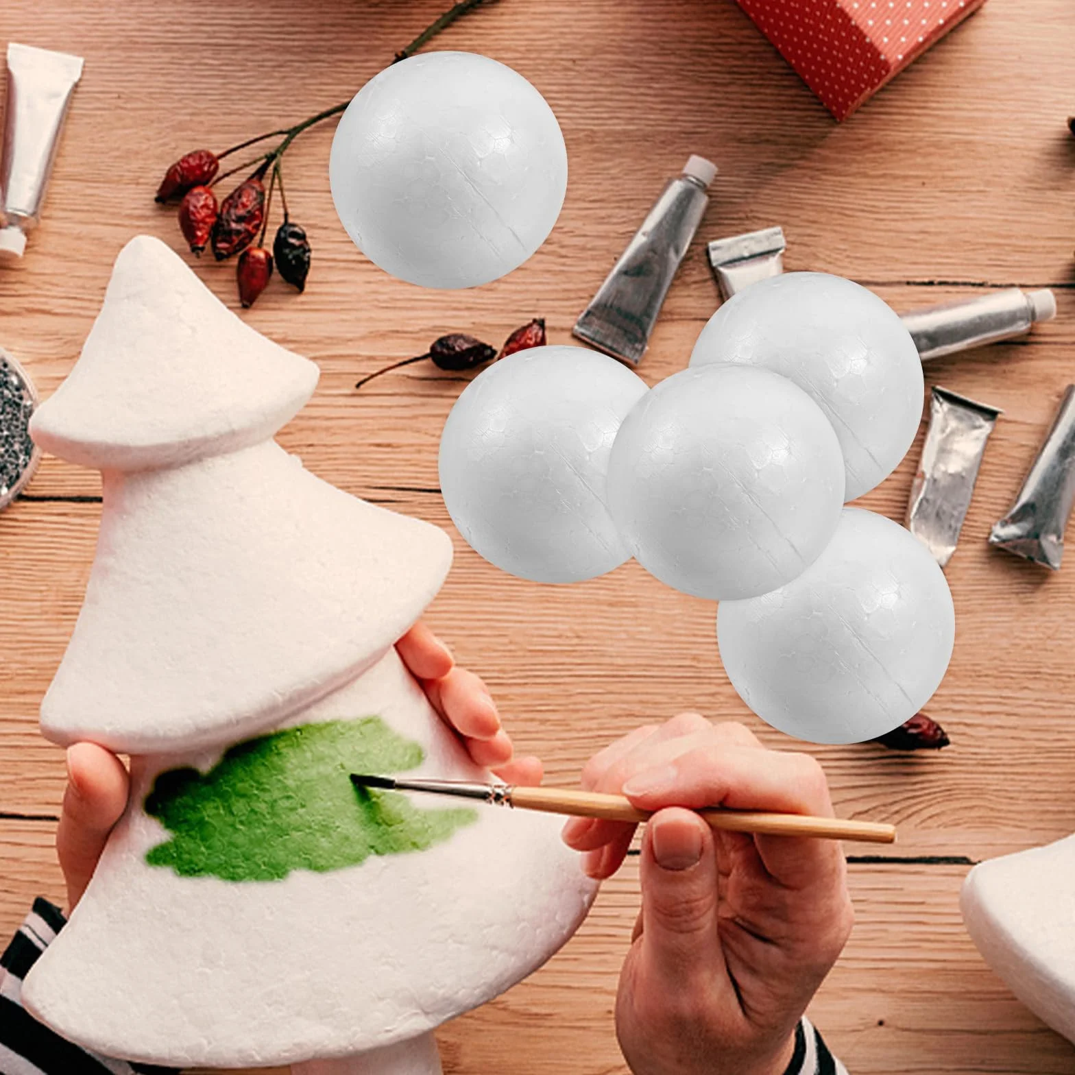 Bolas de Poliestireno 5 cm 50 Piezas para Manualidades DIY Navidad Bodas