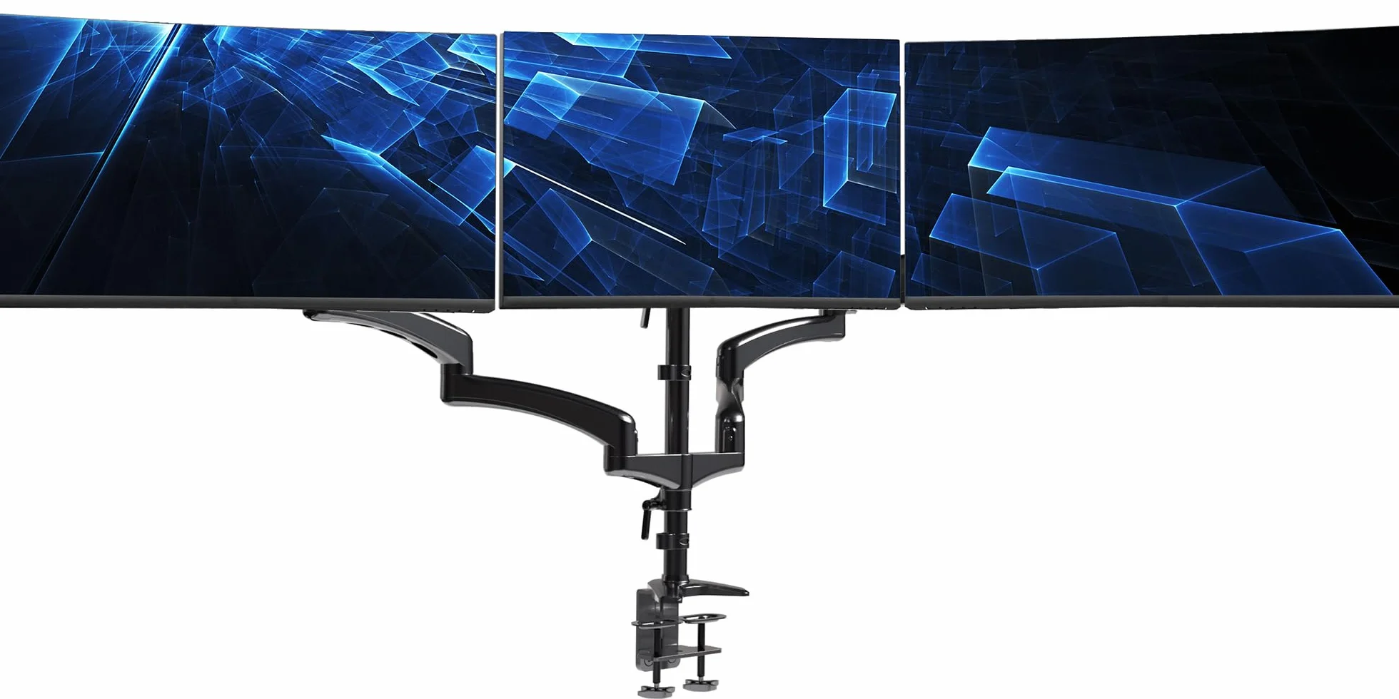 Vivo Soporte neumático Triple para Monitor para 3 Pantallas de hasta 32 Pulgadas, Totalmente Ajustable, Soporte de Escritorio Resistente con Ojal de Abrazadera en C, Negro, STAND-V300G