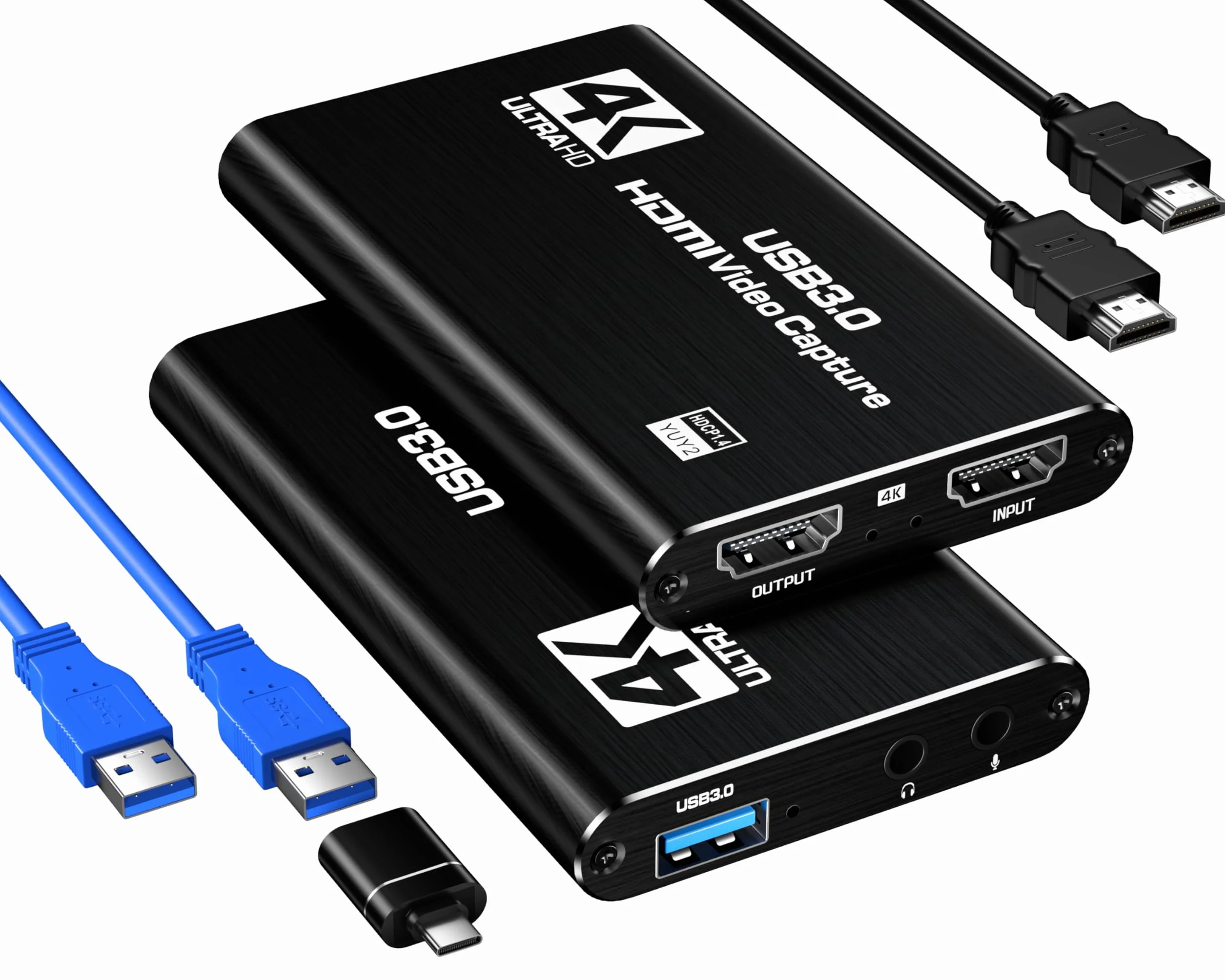 Tarjeta de captura HDMI, USB 3.0 1080P 60FPS tarjeta de captura de video con bucle HDMI y entrada de micrófono, captura de juego de baja latencia para transmisión, compatible con PS5/PS4/Xbox