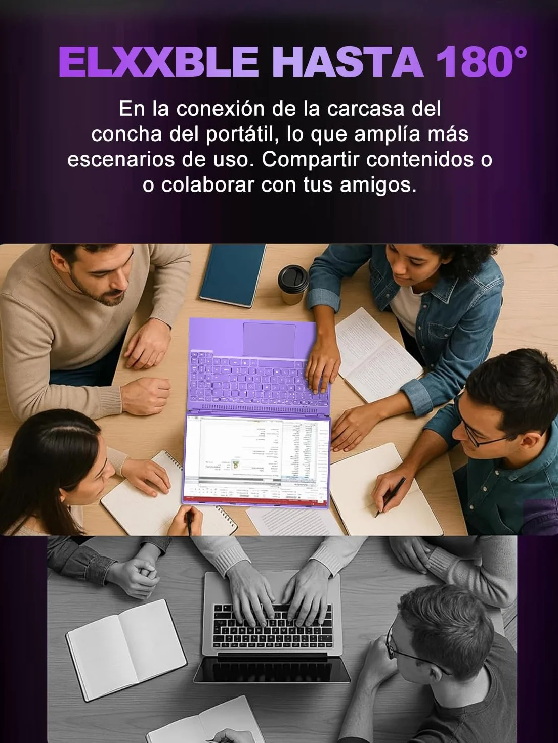 Ordenador Portátil 16 Pulgadas Celeron N5095 Up to 2.9Ghz, Portátil Win 11 con 5G WiFi 12+512GB SSD Expansión 1TB, BT 4.2 Mini Puerto Multimedia Portatiles Ventilador Refrigeración 1920*1200-Morado