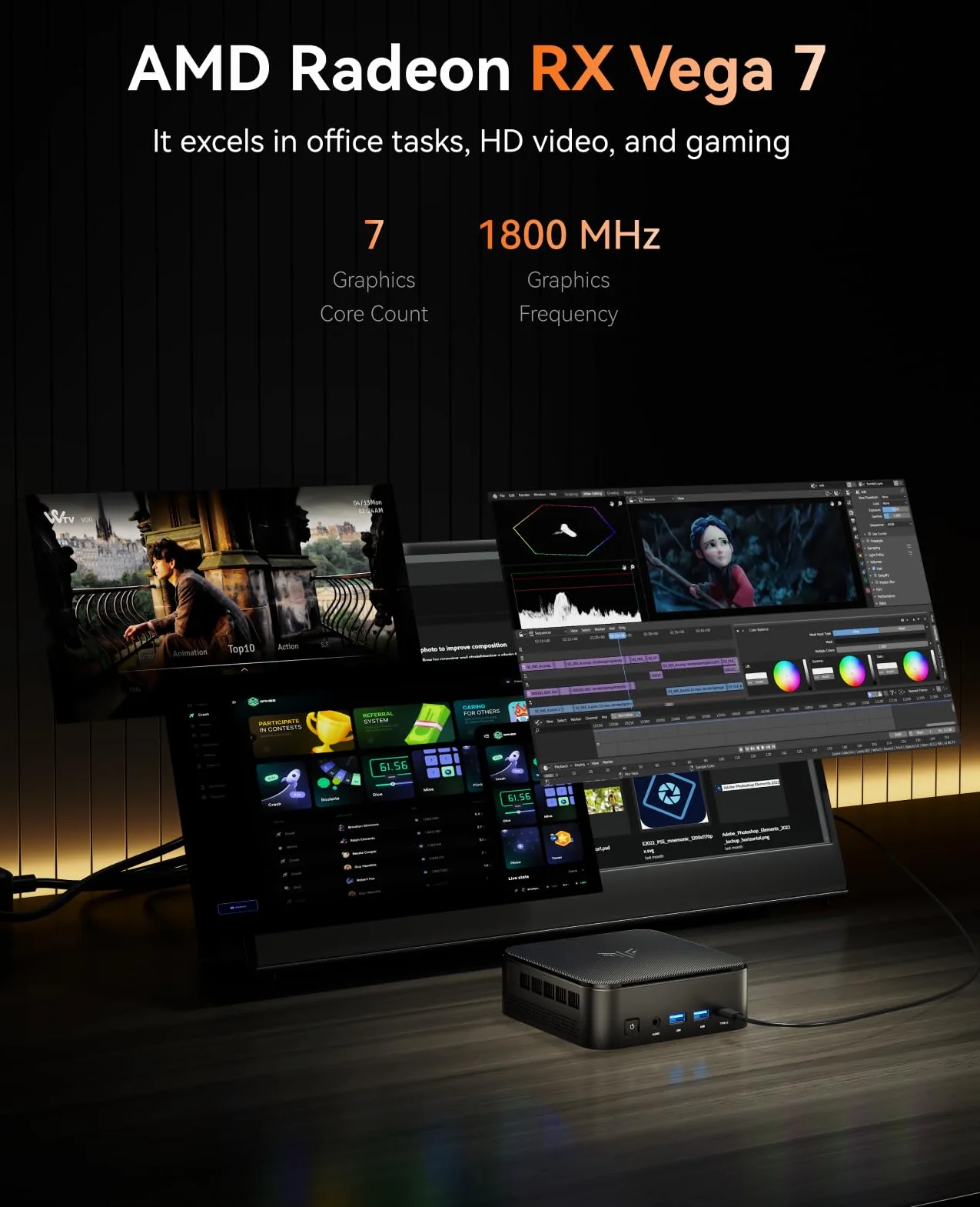 NiPoGi E3B Mini PC, AMD Ryzen 5 7430U 16GB LPDDR4 512GB SSD Mini Ordenador de Sobremesa, Triple Monitor 4K@60Hz (HDMI 2.0/ USB-C/ DP1.4), WiFi 6/ BT5.2 para Hogar, Oficina y Empresa