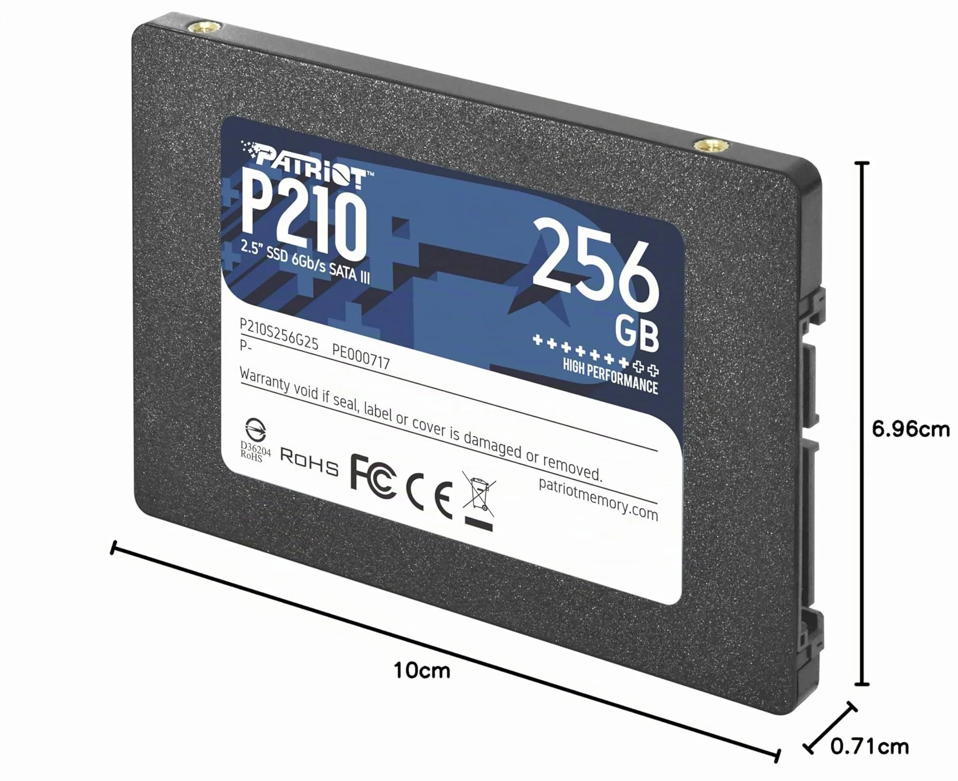 Patriot P210 SSD 256GB SATA III Disco Sólido Interno 2.5" - P210S256G25