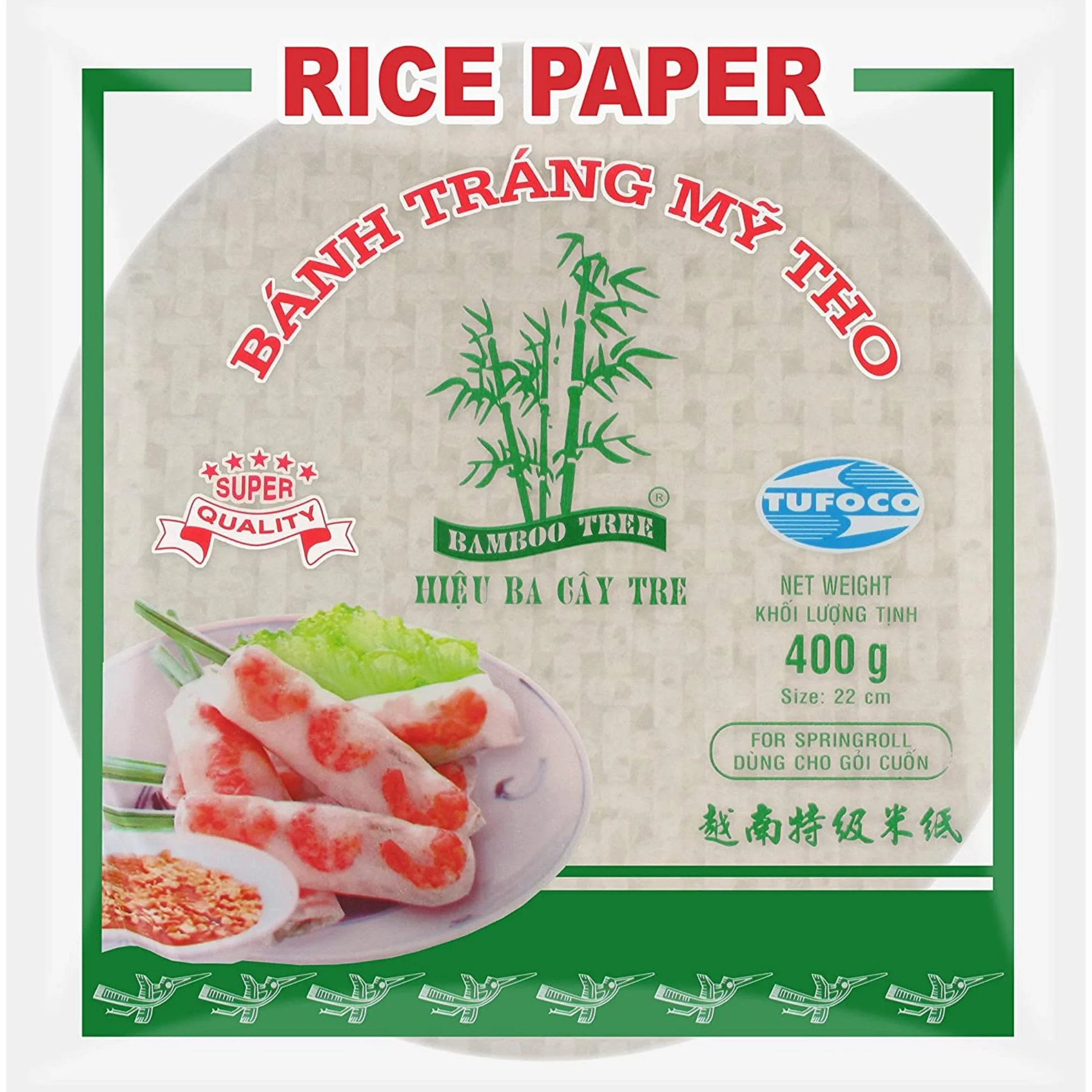 BAMBOO TREE Papel de Arroz 22 cm, Redondo (1 X 400 GR)