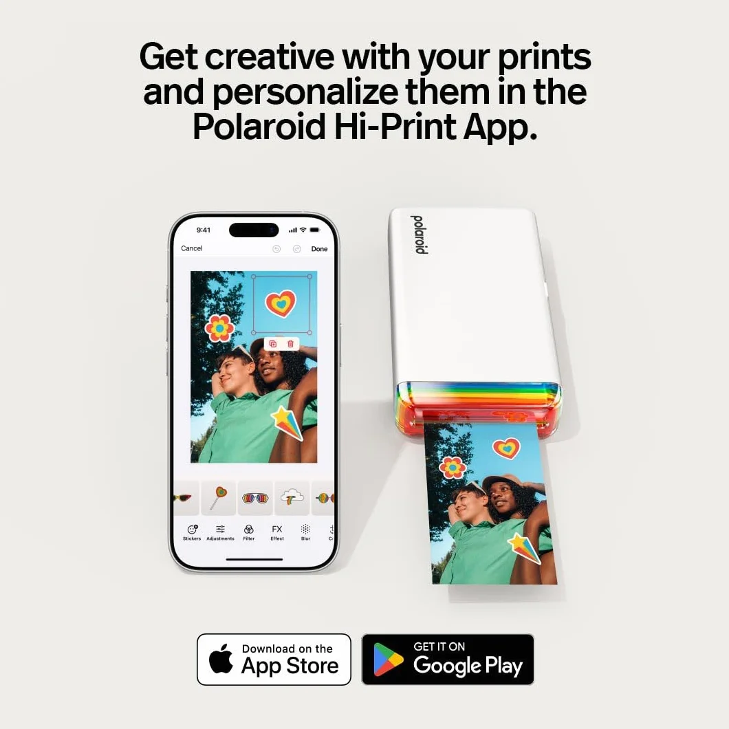 Polaroid Hi-Print - 2nd Generation - Bluetooth Connected 2x3 Pocket Photo, Dye-Sub Printer, Blanco, Solo Impresora