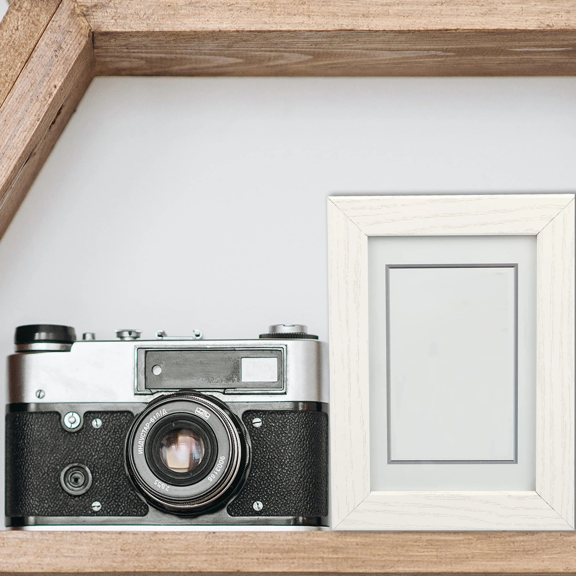 H HANSEL HOME Marco de Fotos 15 x 20 cm Blanco Madera Cristal Decoracion