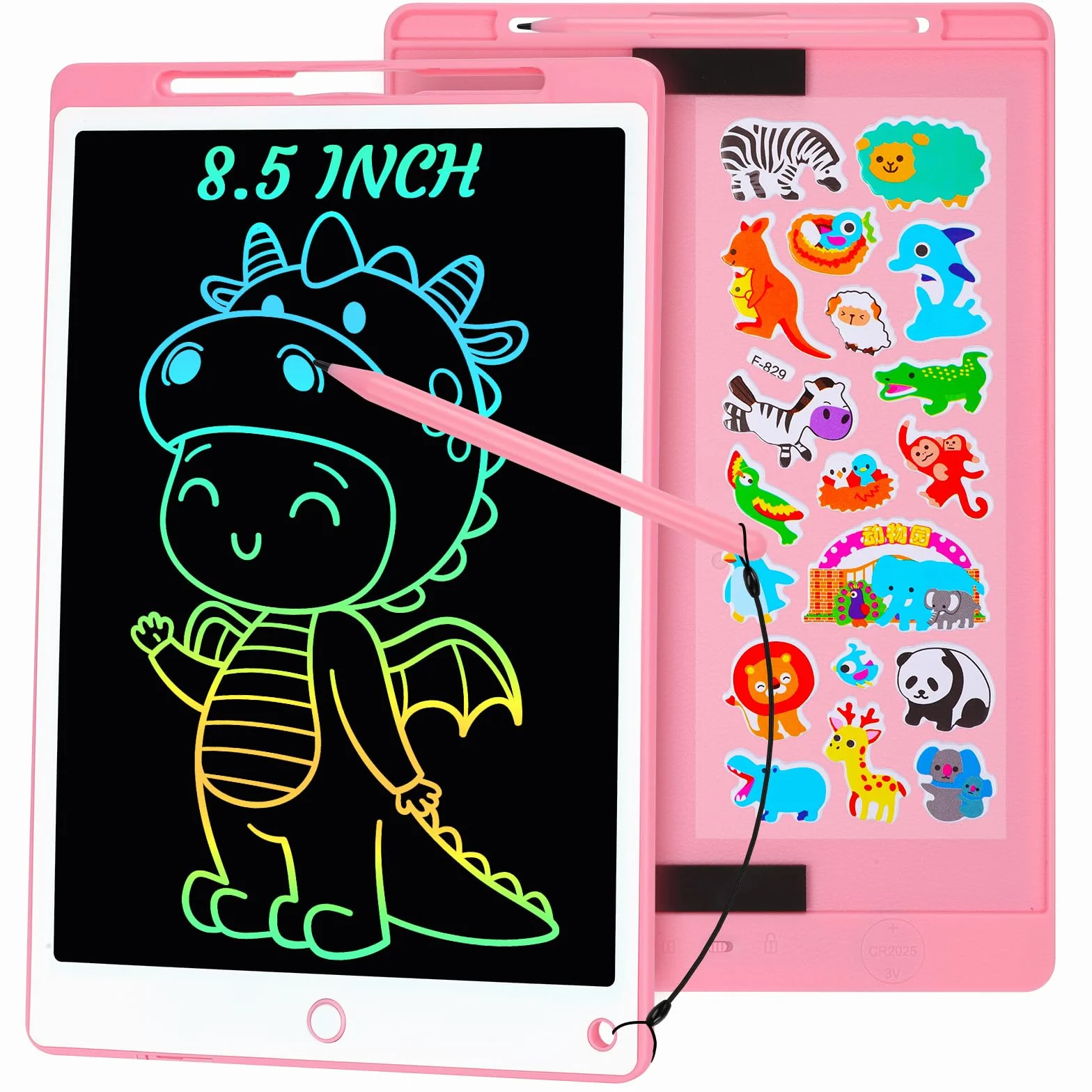 Tableta Escritura LCD Color 8.5 Pulgadas, Tablet Escritura Niños, Pizarra Digital con Botón De Eliminación de Pantalla e Interruptor de Bloqueo para Juegos para 2 3 4 5 6 7 Años, Rosa
