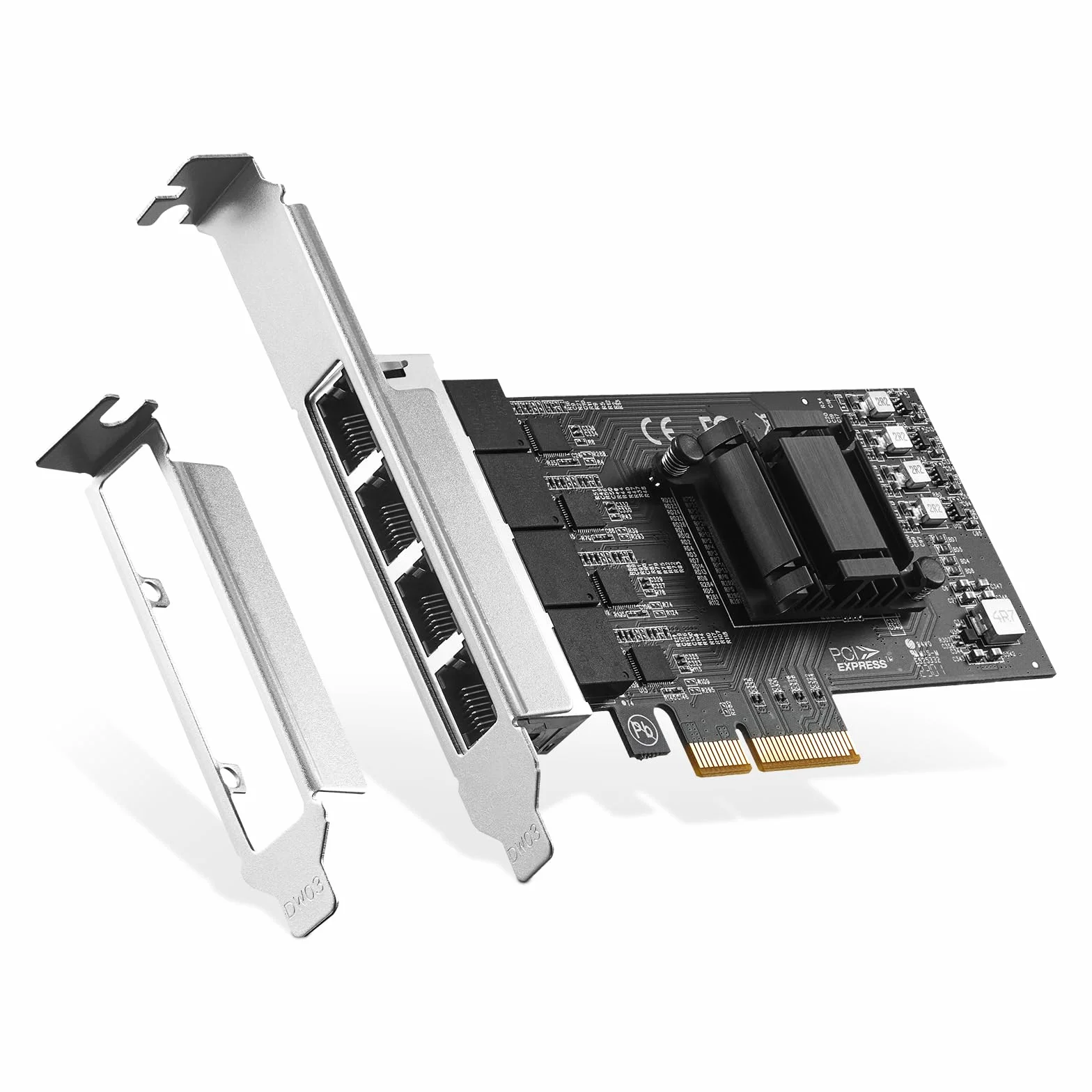 Binardat Adaptador de red PCIe de 4 puertos 2.5G, controlador LAN RTL8125B, tarjeta NIC Ethernet RJ45 de 2500/1000/100 Mbps, compatible con PXE para Windows/Linux