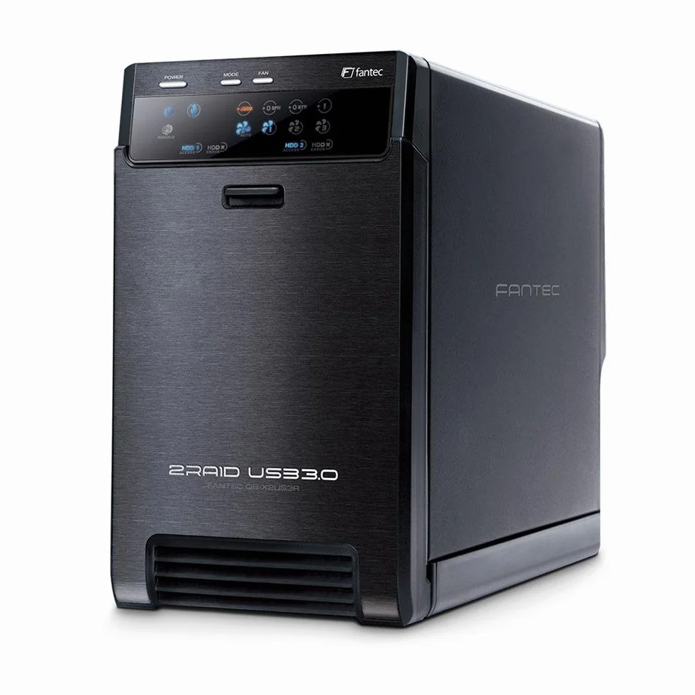 FANTEC QB-X2US3R - carcasa externa para el montaje de 2 discos duros de 8,89 cm (3,5'') SATA I/II/III, USB 3.0, función RAID , ventilador de 60mm, negro
