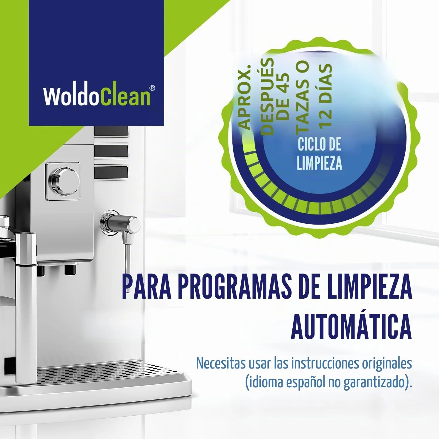 WoldoClean Pastillas Limpiadoras para Cafeteras 40 Unidades - Tabletas Disolventes de Grasa Compatibles con DeLonghi Jura Siemens Bosch Krups Melitta
