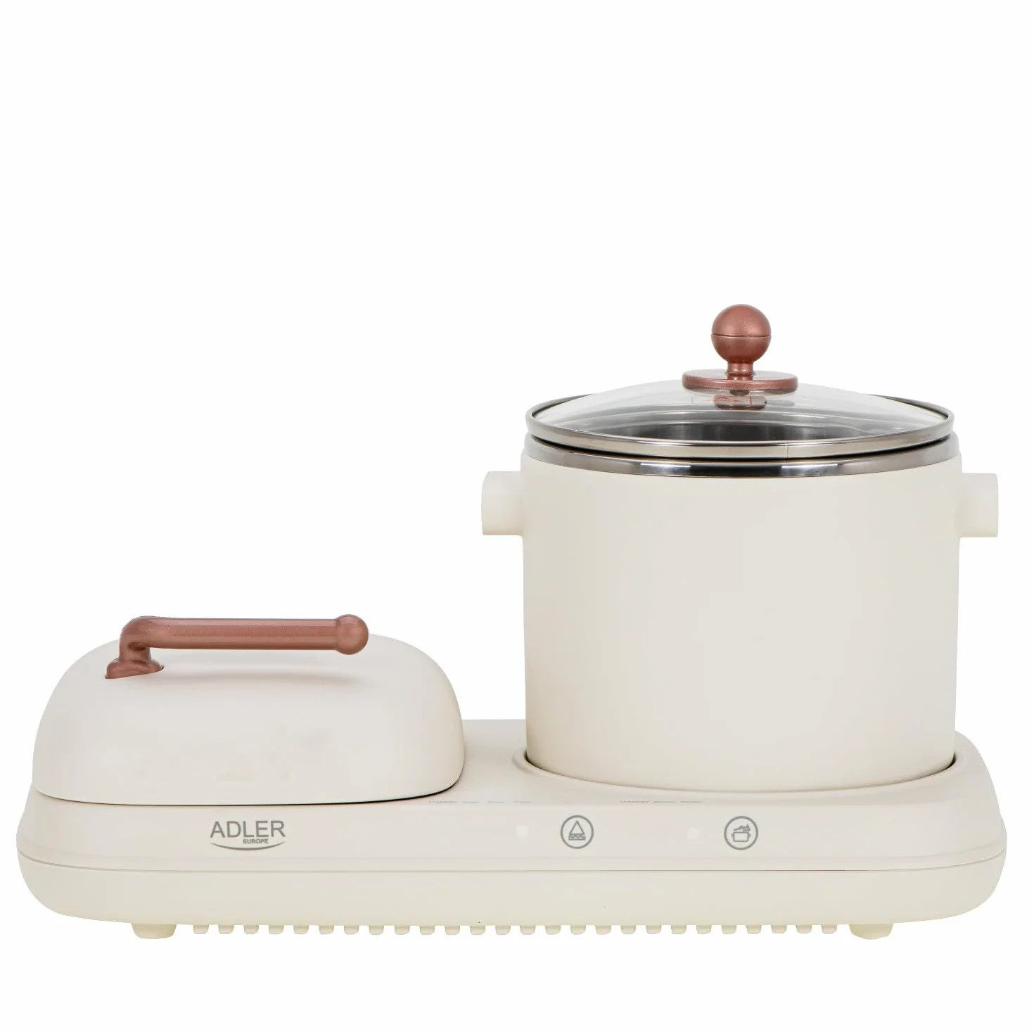 ADLER EUROPE AD 6421 Estación de Desayuno 2 en 1 con Olla de Cocción 1,0 L y Parrilla Antiadherente 1100-1320W