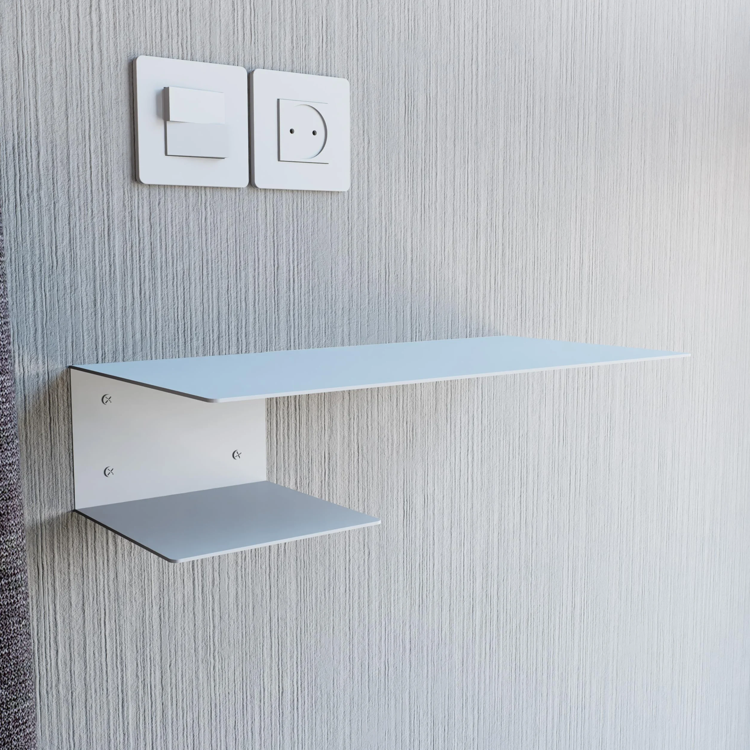 Mesillas de Noche Flotantes Metálicas Pack de 2 – Modelo Kyoto – Estanterías de Pared Modernas en Acero Pintado al Horno Negro/Blanco Fabricadas en España