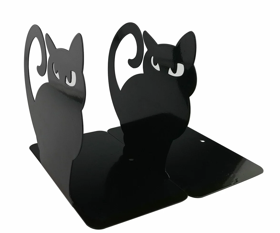Metal Sujetalibros Antideslizante Engrosamiento Gato Persa Negro Hierro