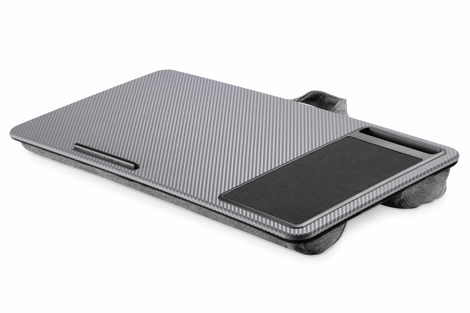 DIGITUS DA-90441 - Cojín para portátil - para portátiles de 17" - con Soporte para Smartphone - cojín para portátil - Mesa para portátil para Trabajar cómodamente Desde el sofá o la Cama - Gris