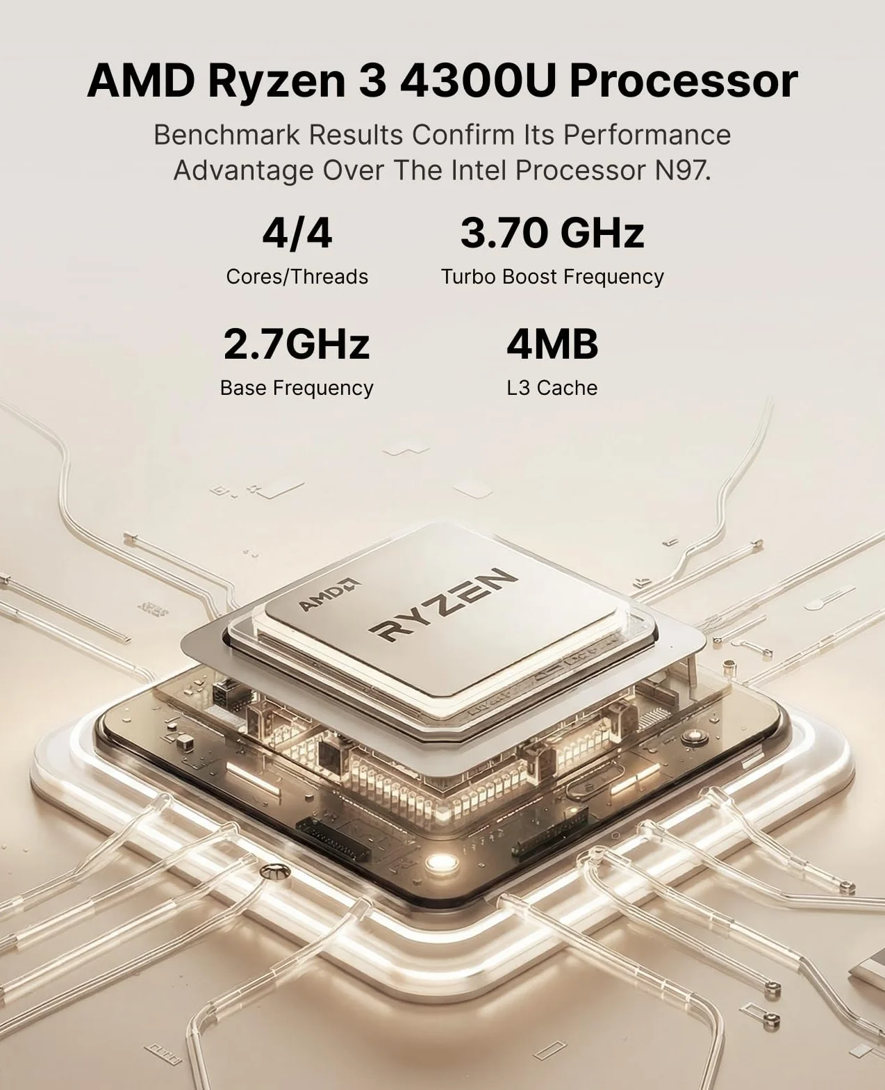 ACEMAGIC Kron Mini K1 Mini PC, AMD Ryzen 4300U Windows 11 Pro Mini PC(4C/CT,3.7 GHz, Mejor 3500U/N150/N97), 16GB LPDDR4 512GB Mini Ordenador, Pantalla Triple 4K/ WIFI5, Educativo/Oficina/Audiovisual