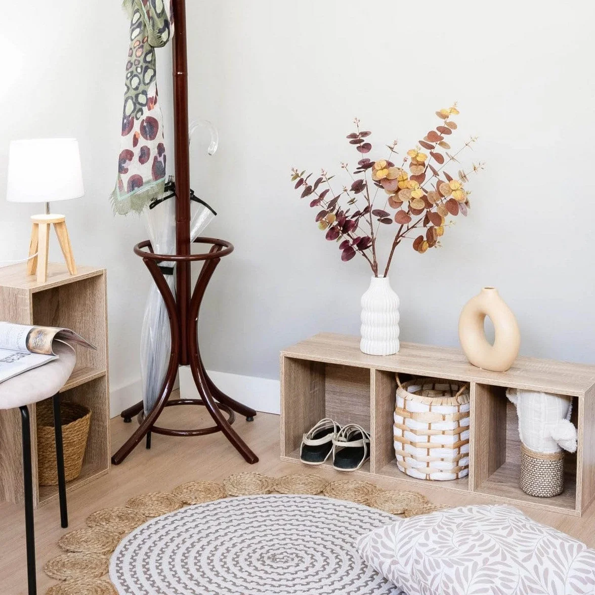 LOLAhome Estantería Cubo de Madera 3 Estantes 80 cm Natural