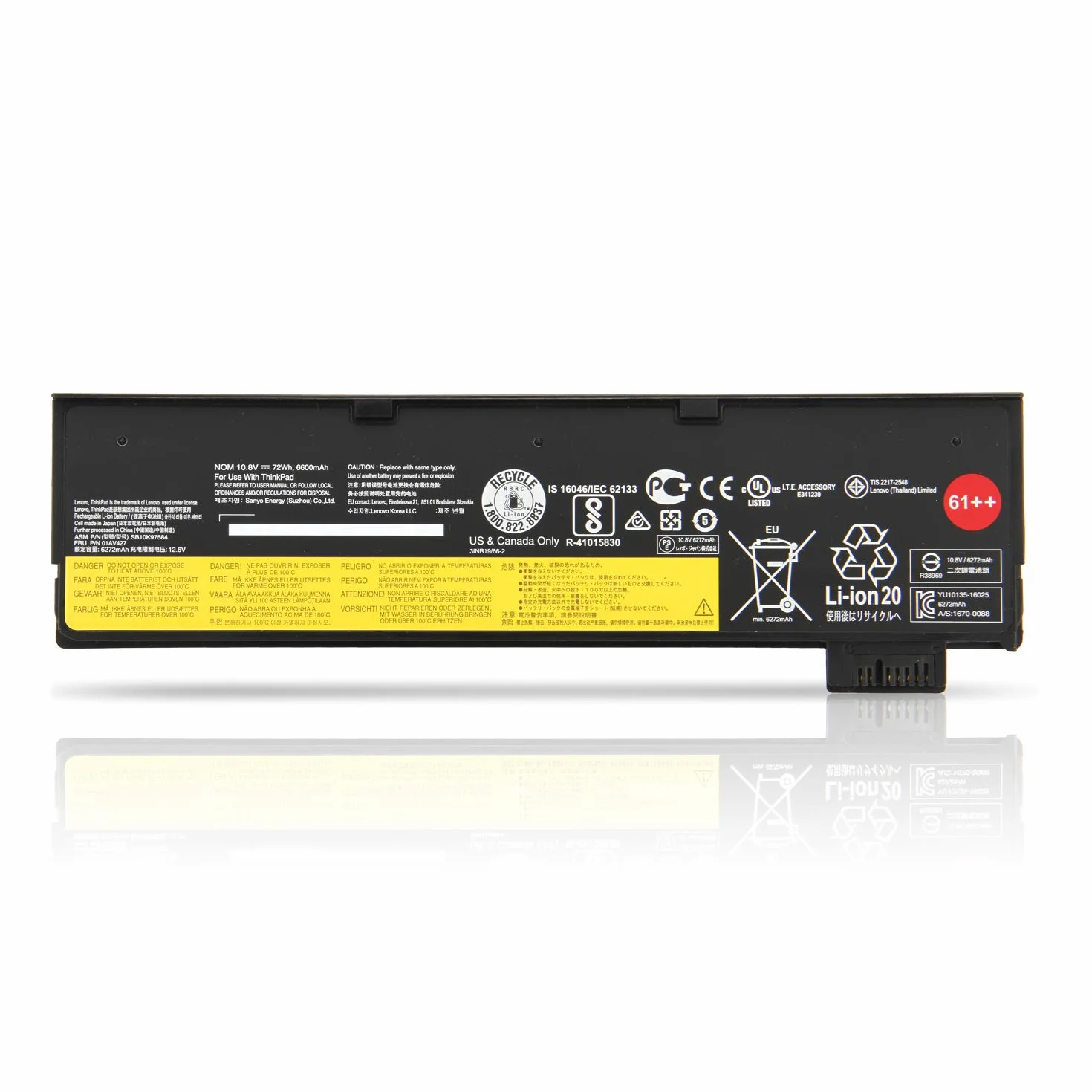 K KYUER 72Wh 61++ Batería para Lenovo ThinkPad T470 T480 T570 T580 Business Laptop A475 A485 TP25 P51S P52S 01AV492 01AV427 01AV428 01AV423 SB10K97584 SB10K97585 4X50M08811 4X50M08812 4X50M08810