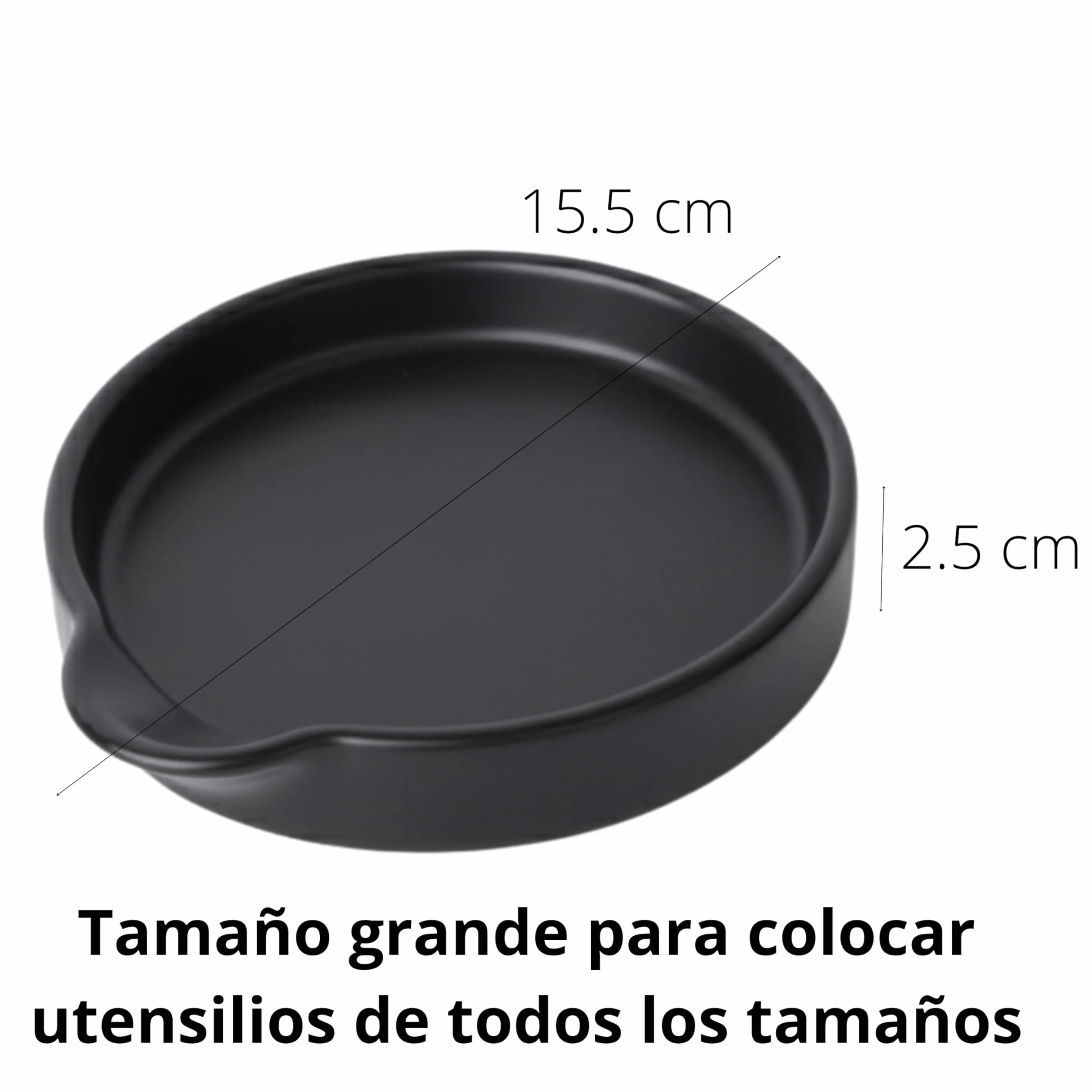 Soporte para Utensilios de Cocina CURVE, Cucharas de Cerámica, Plato Multiusos Ø 15.5 cm, Negro Mate