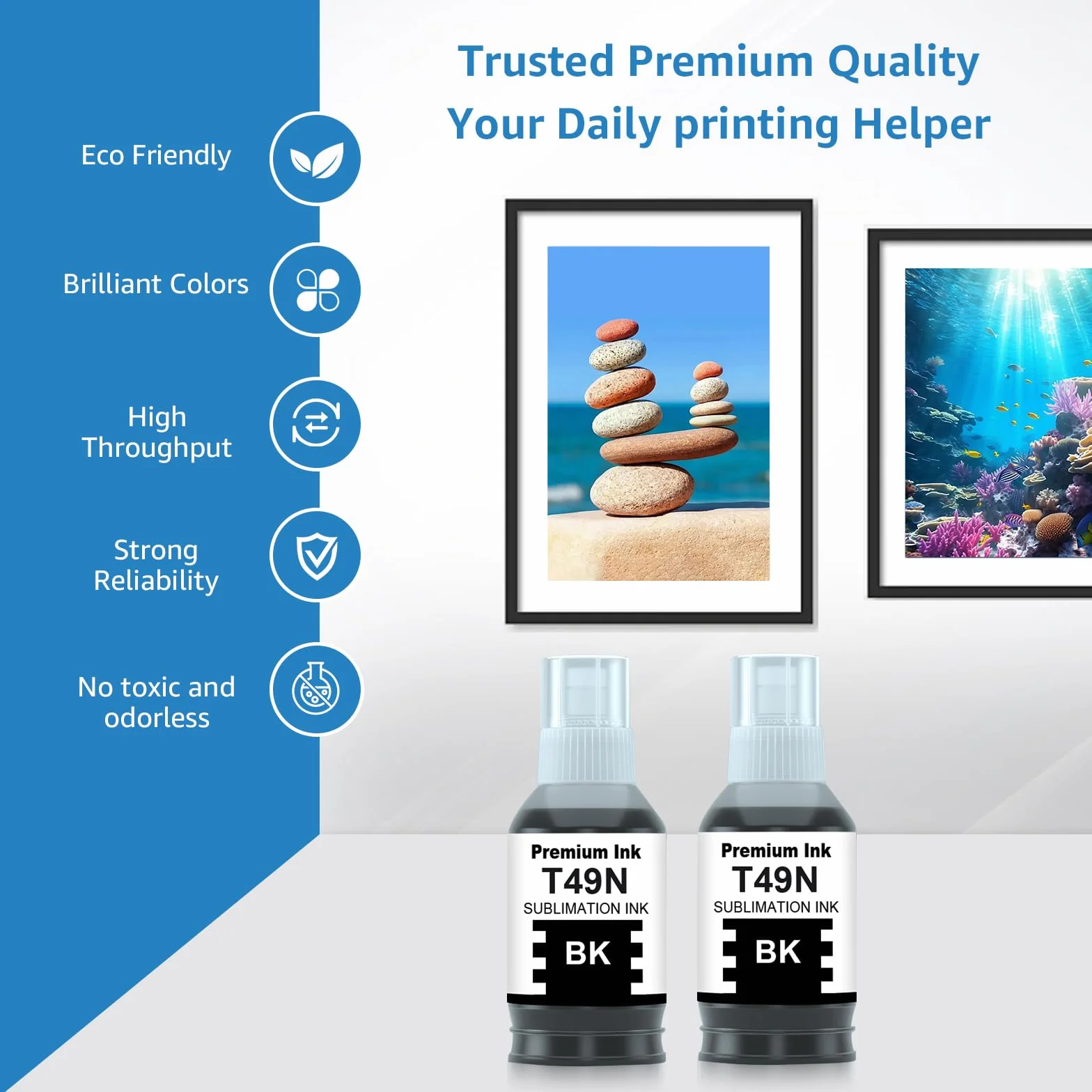 280 ml Compatible T49N T49N1 sublimación Tinta reemplazo para SC23BK Nachfülltinte para EPN SC-F100 SC-F500 SC-F501 (Paquete de 2)
